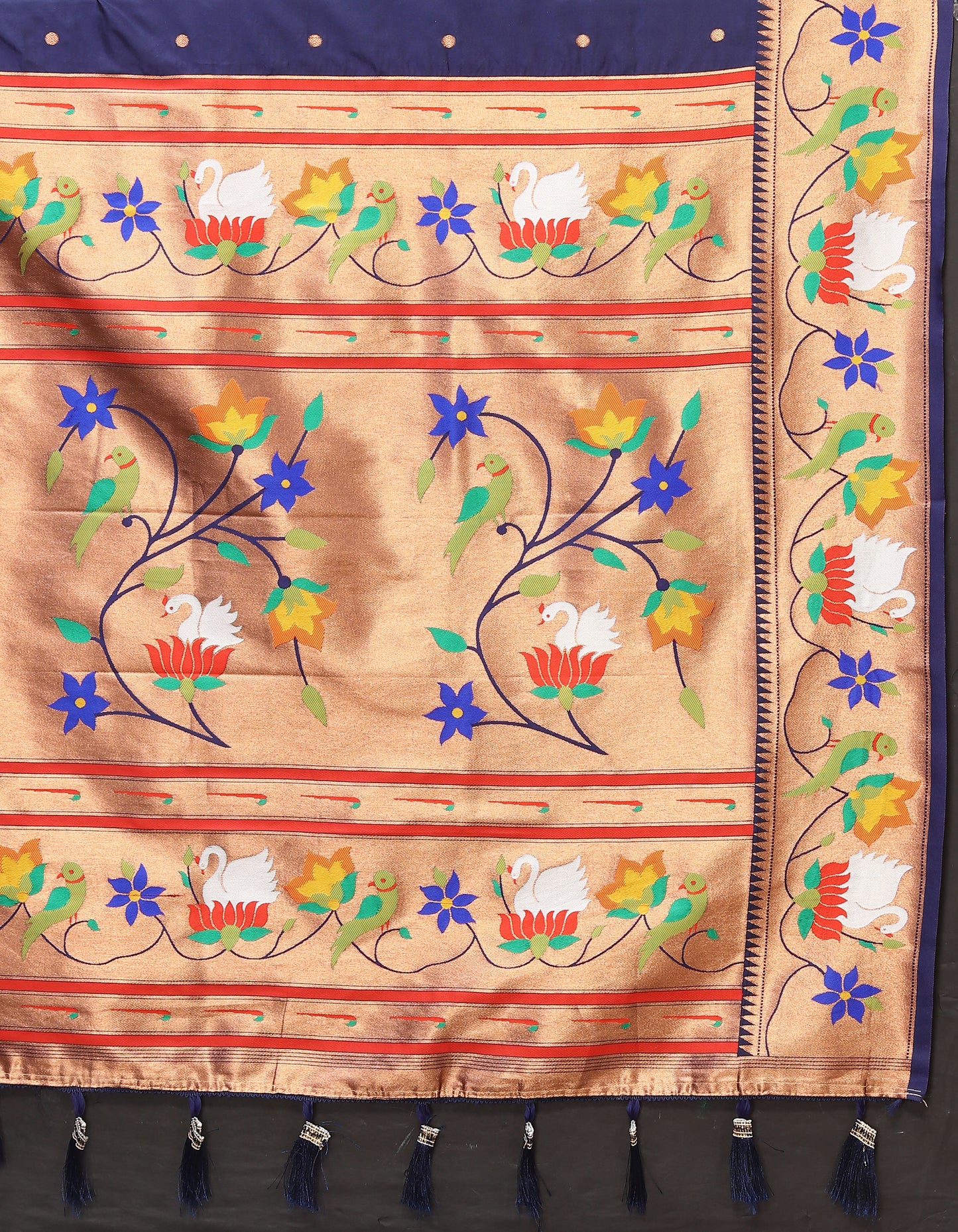 Soft Paithani Navy Blue Silk Saree