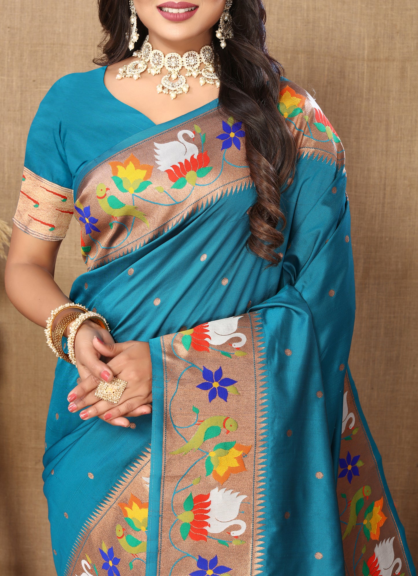 Soft Paithani Rama Silk Saree