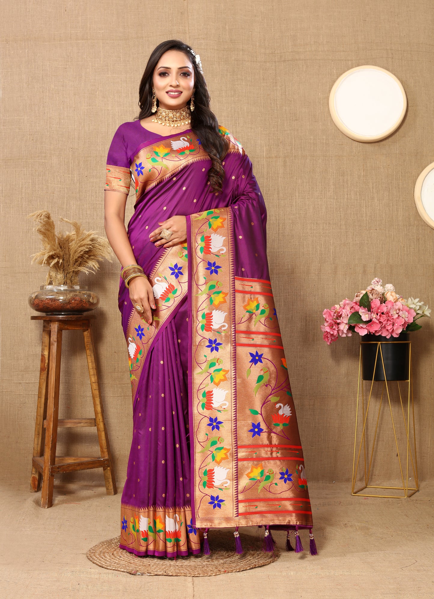 Soft Paithani Royal Purple Silk Saree