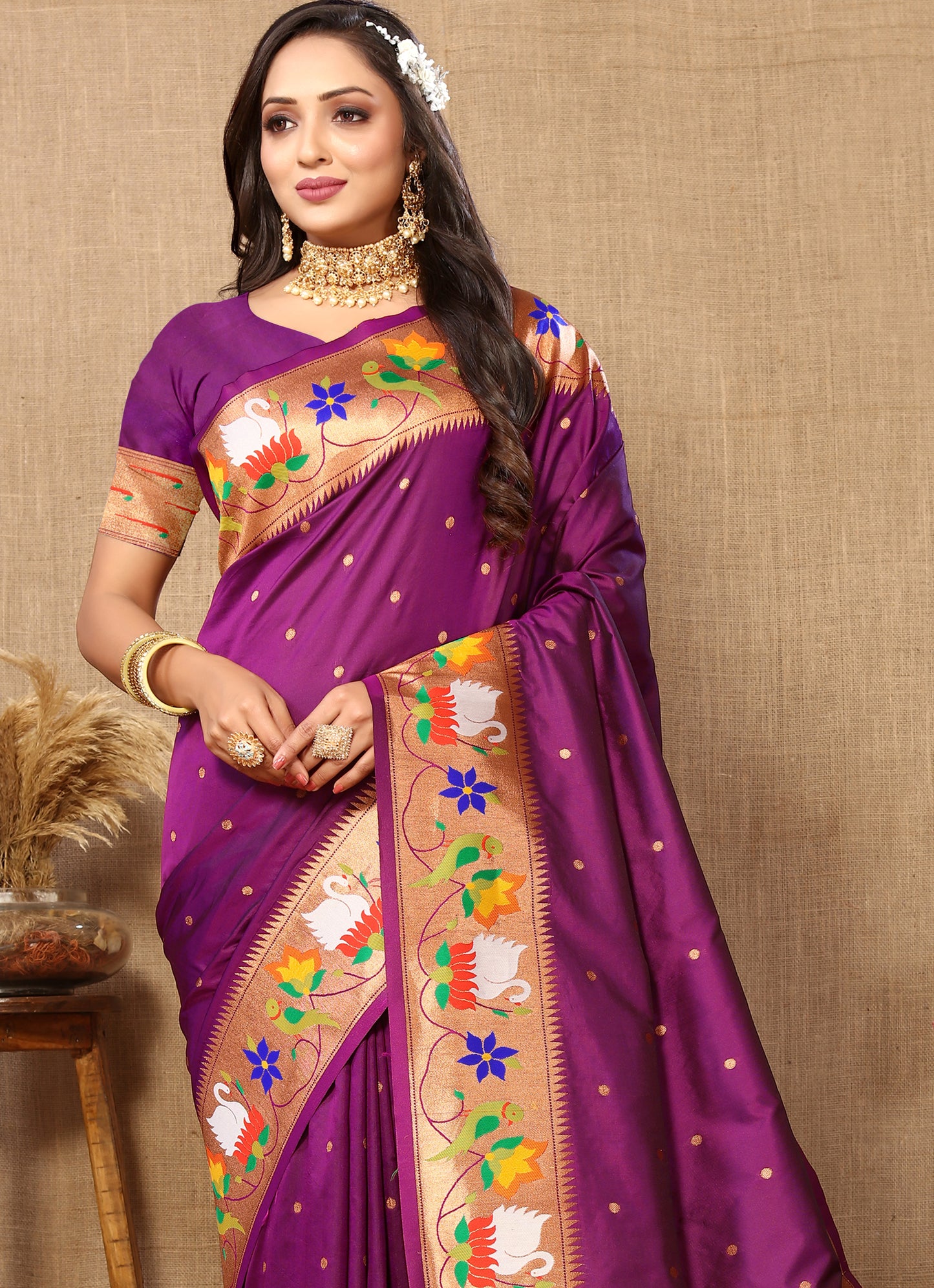 Soft Paithani Royal Purple Silk Saree