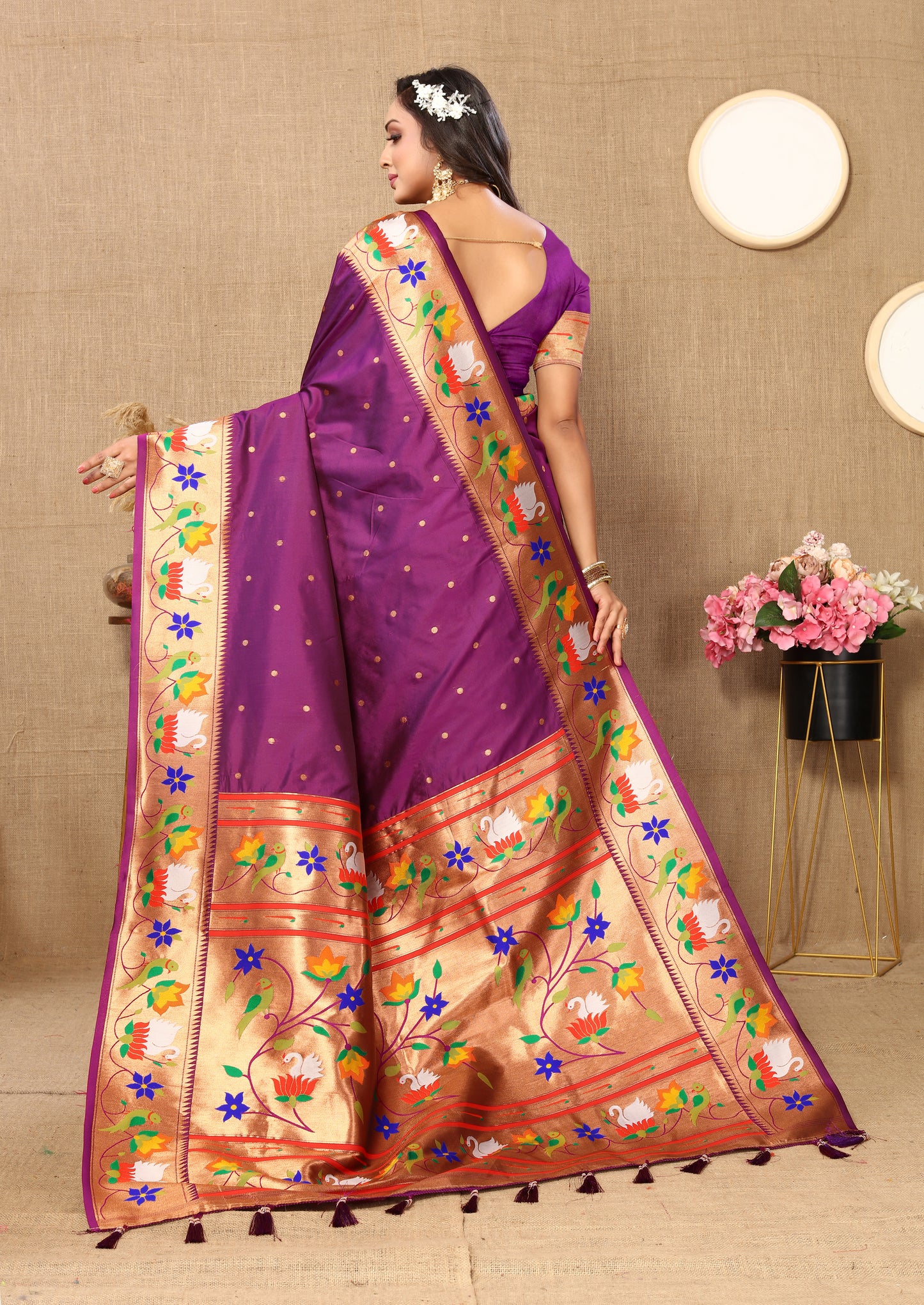 Soft Paithani Royal Purple Silk Saree