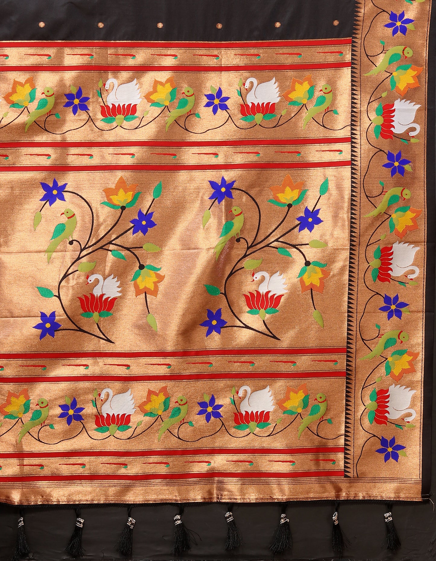 Soft Paithani Black silk saree