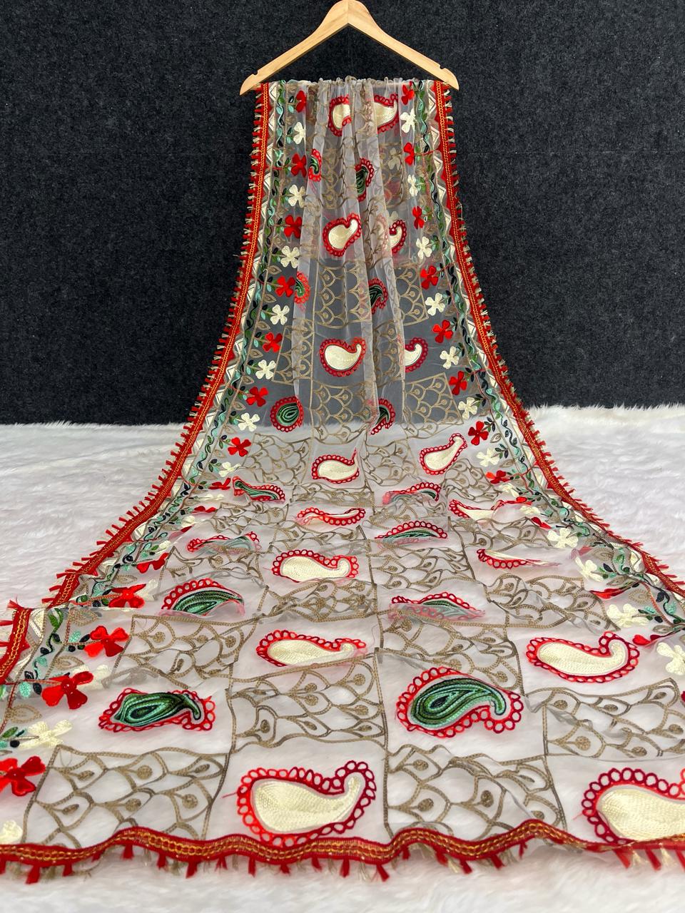 Fancy Net Keri Embroidery Dupatta