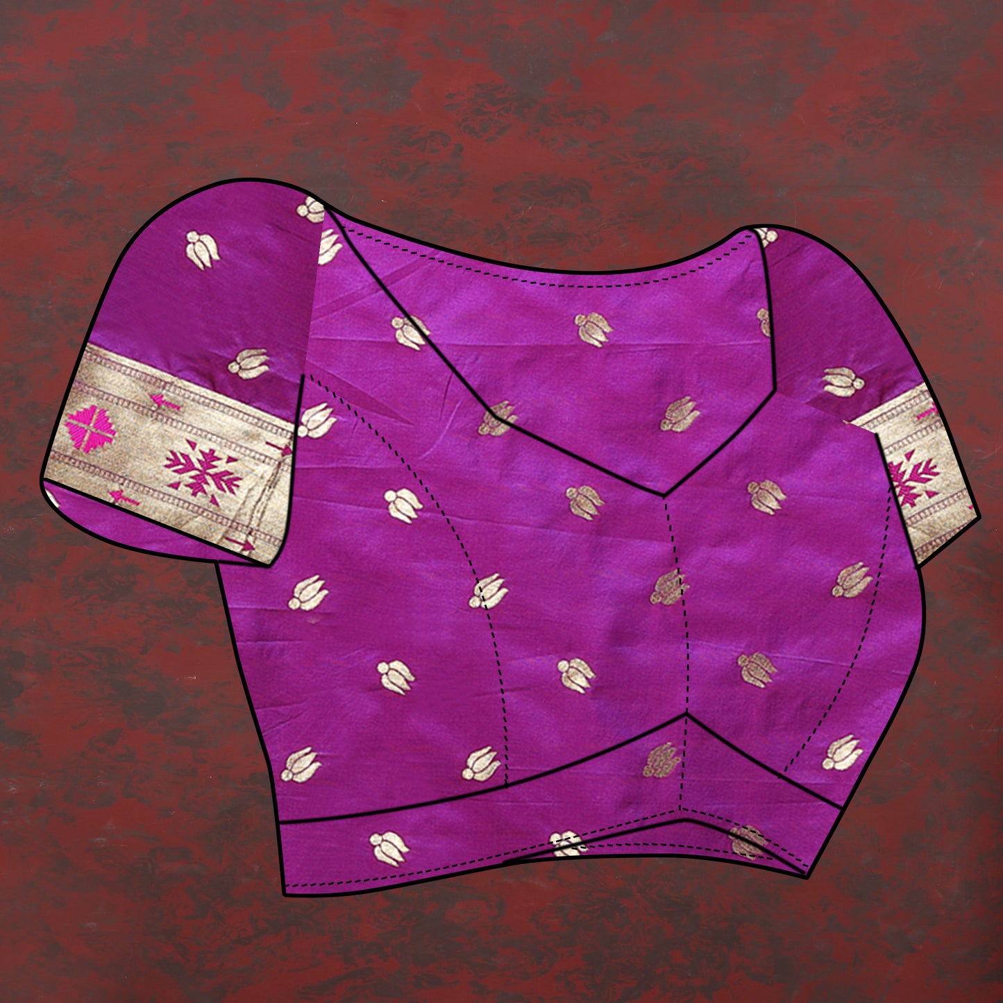 Soft Pethani Silk Royal Purple Saree with Golden Zari Weawing Motifs
