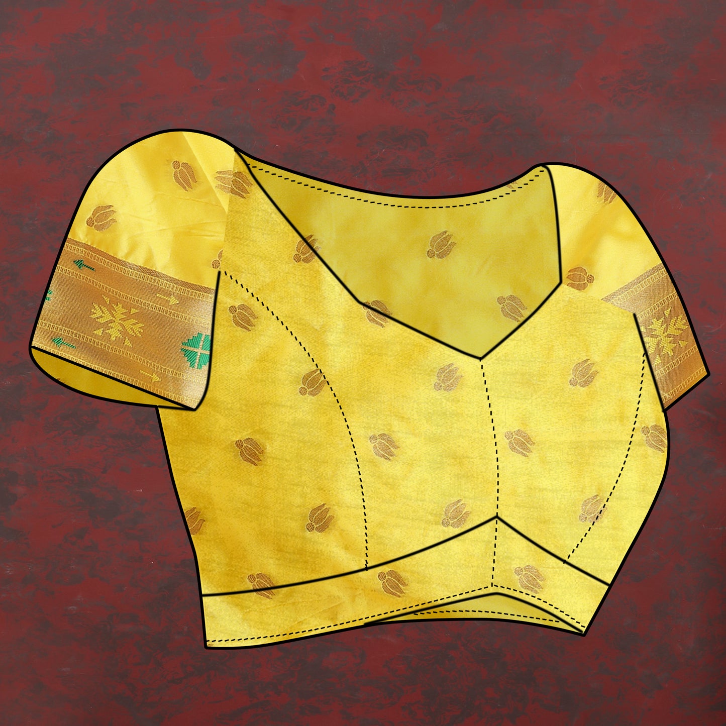 Soft Pethani Silk Yellow Saree with Golden Zari Weawing Motifs