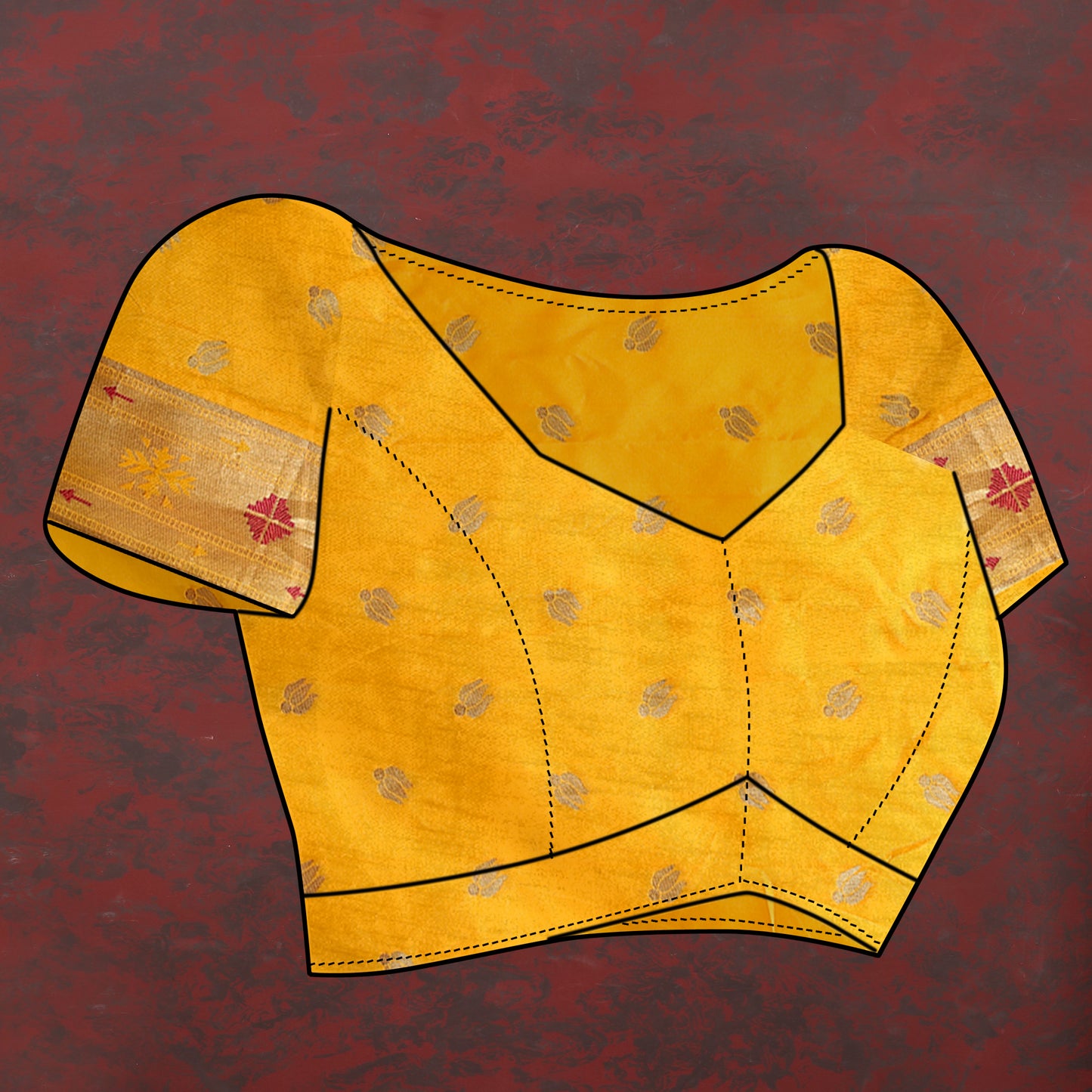 Soft Pethani Silk Musturd Saree with Golden Zari Weawing Motifs