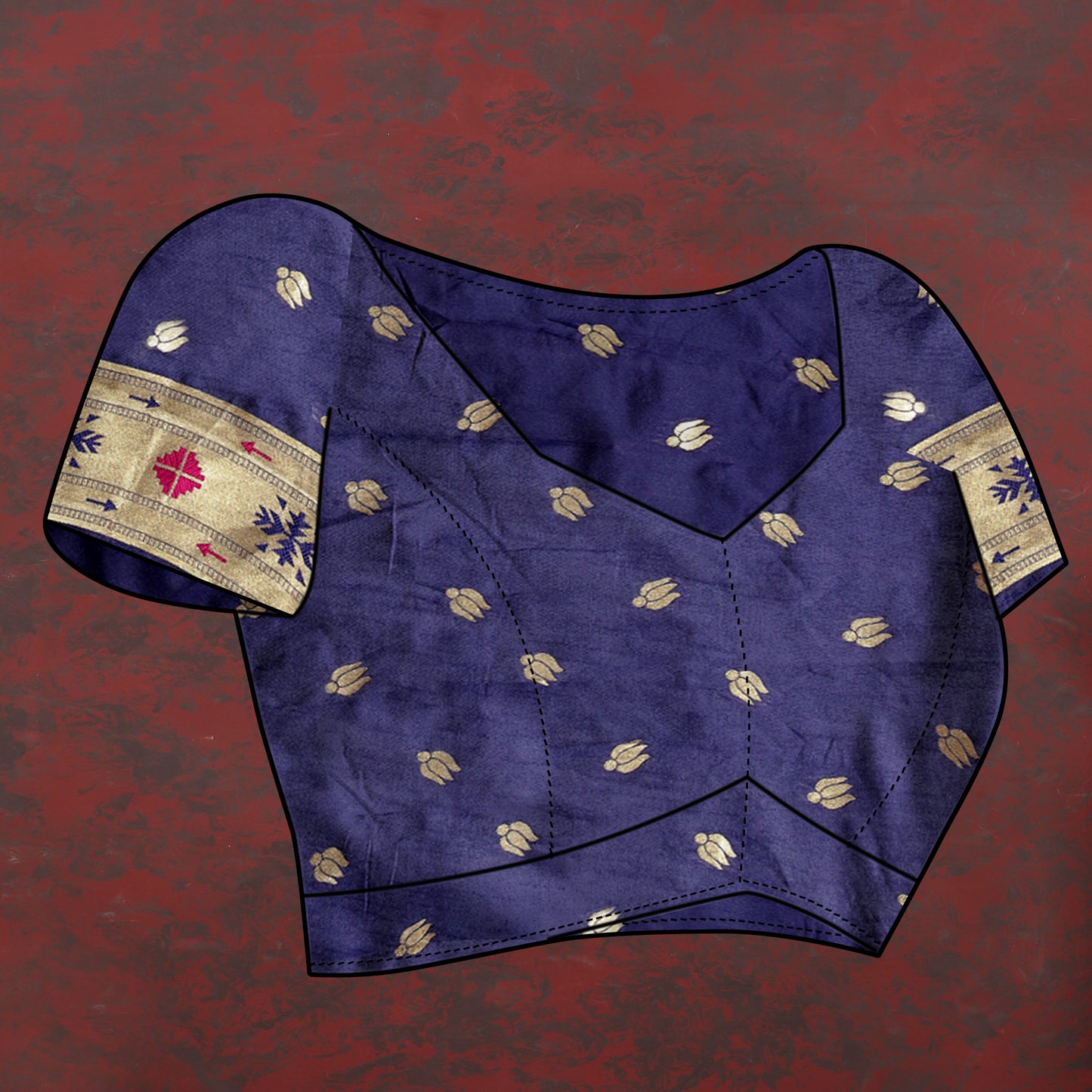 Soft Pethani Silk Musturd Saree with Golden Zari Weawing Motifs
