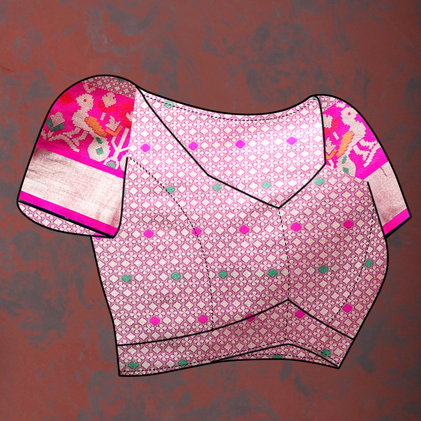 Soft Organza silk Blue Pink saree with Meenakari weawing design
