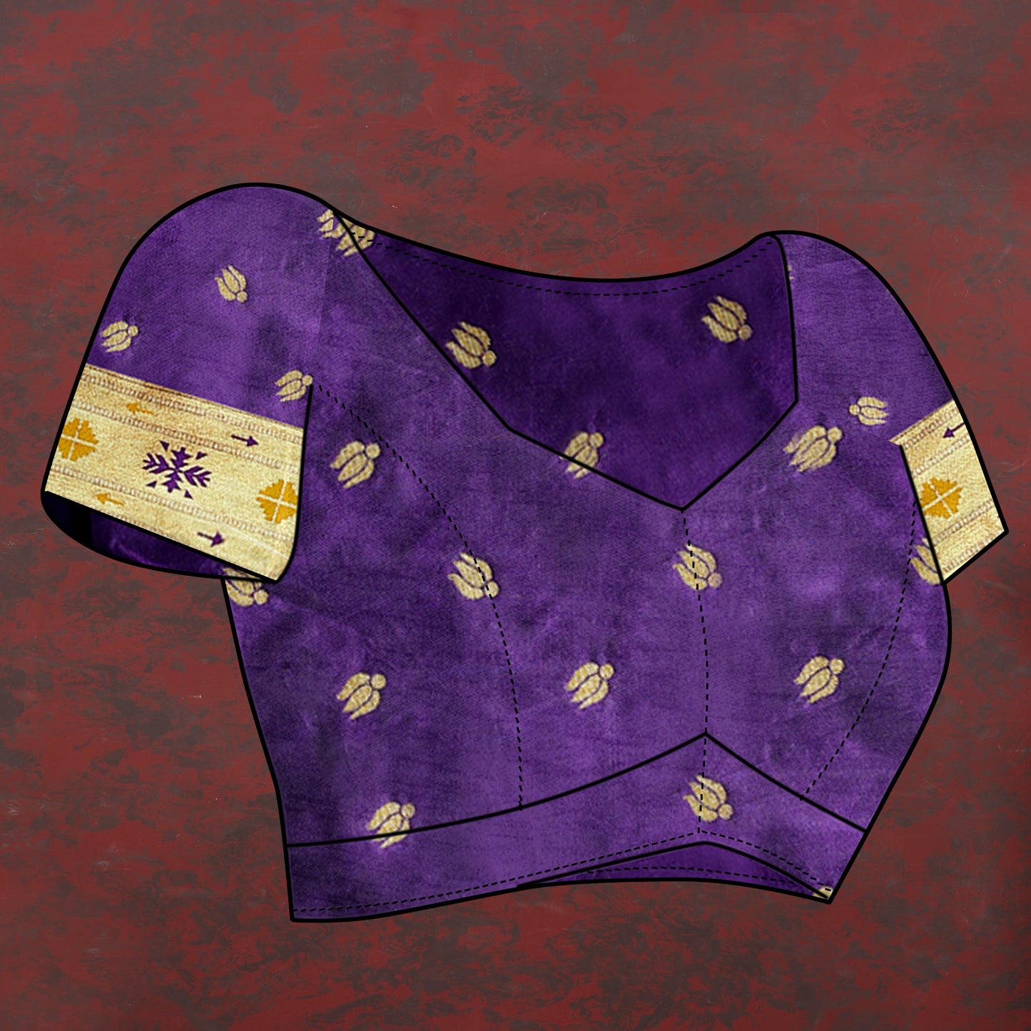 Soft Pethani Silk Violet Saree with Golden Zari Weawing Motifs