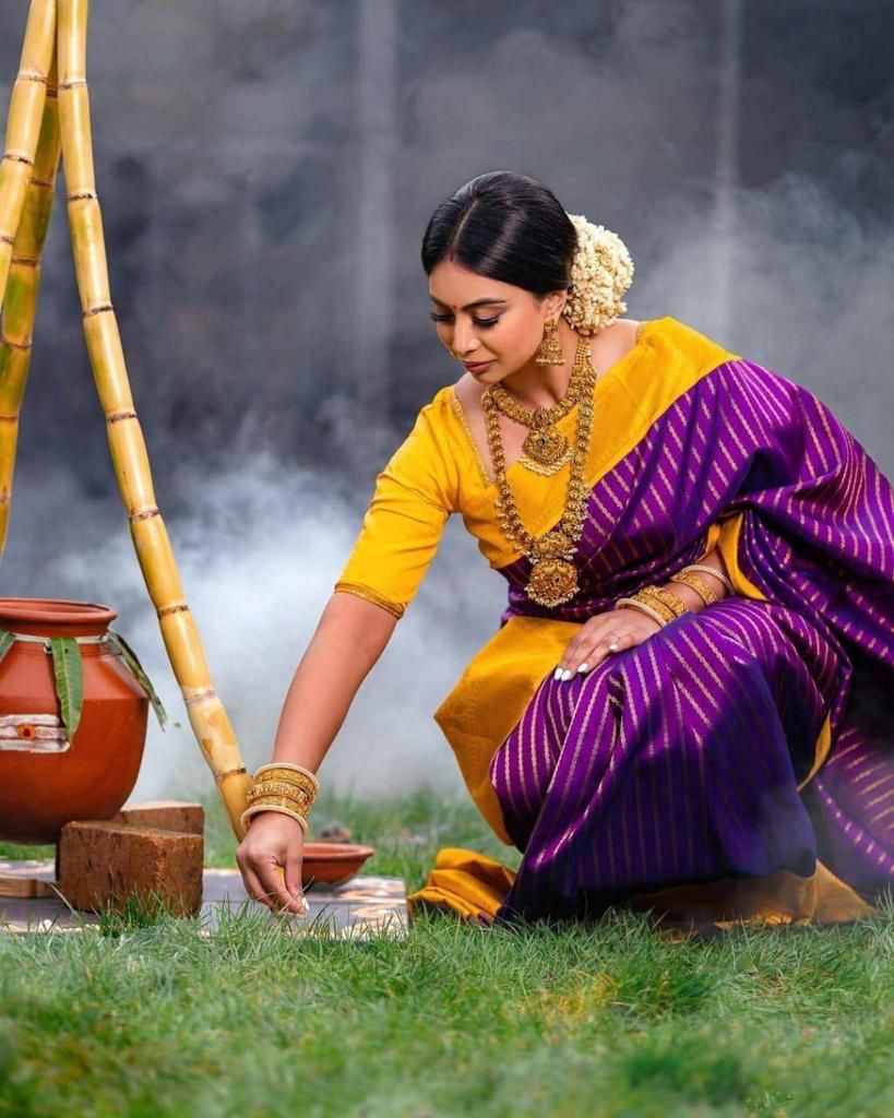 Banarasi Soft Silk Yellow And Purple Saree