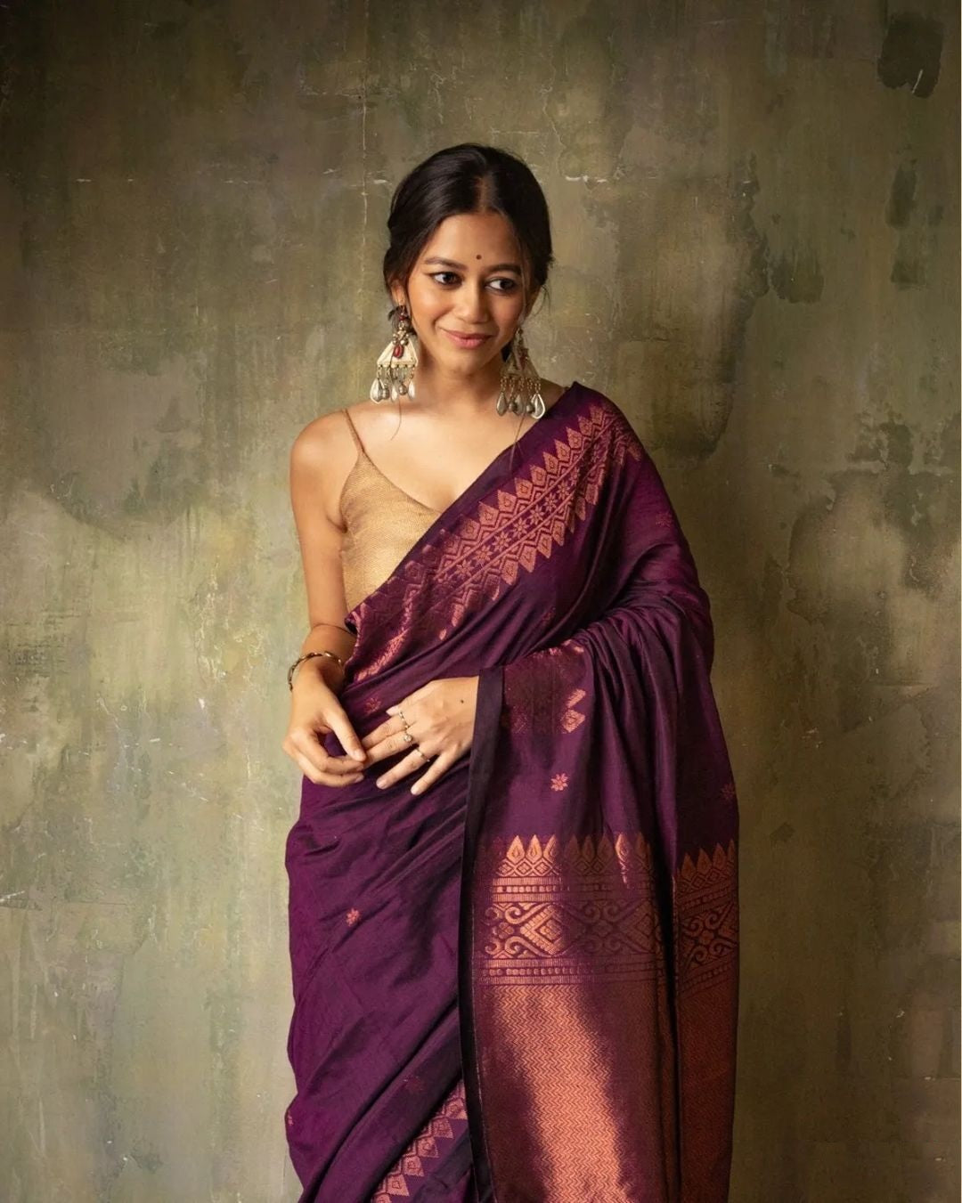 Rich Pallu and Jacquard Work Wine Saree