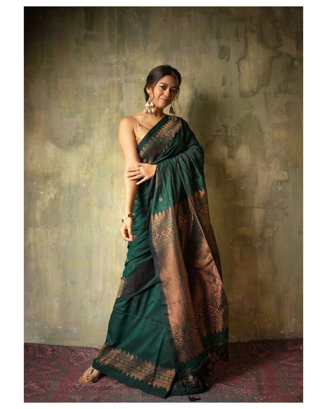 Rich Pallu and Jacquard Work Green Saree