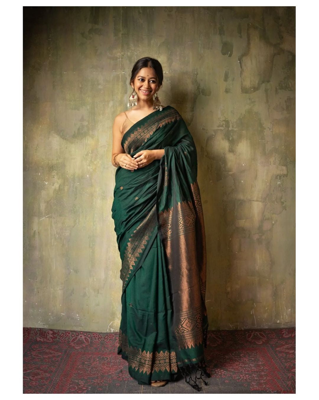 Rich Pallu and Jacquard Work Green Saree