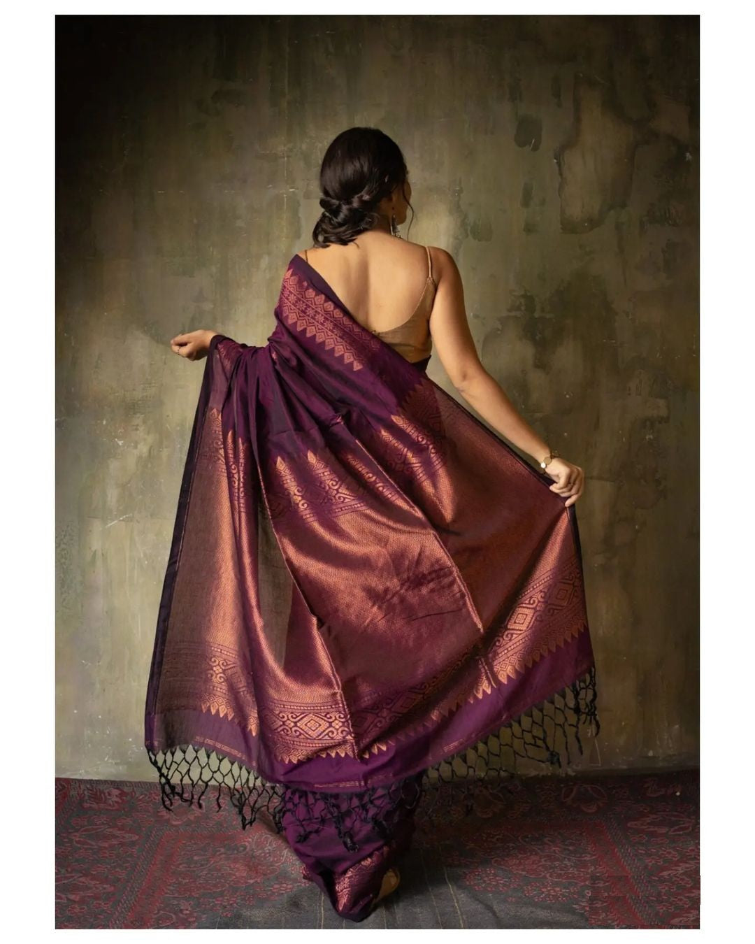 Rich Pallu and Jacquard Work Wine Saree