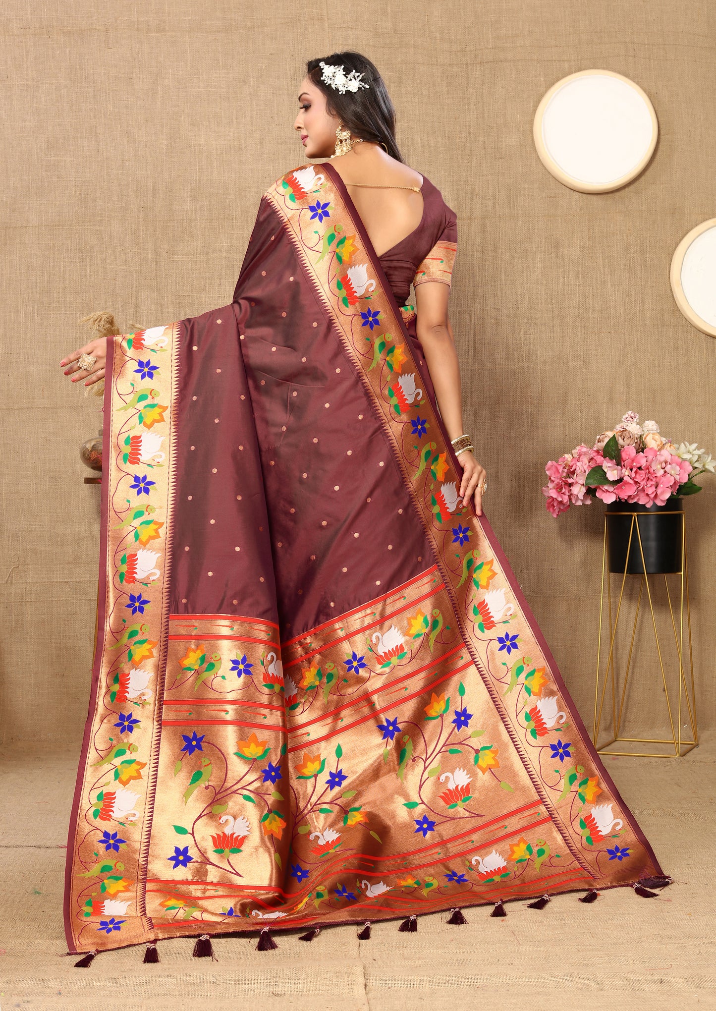 Soft Paithani Coffee silk saree