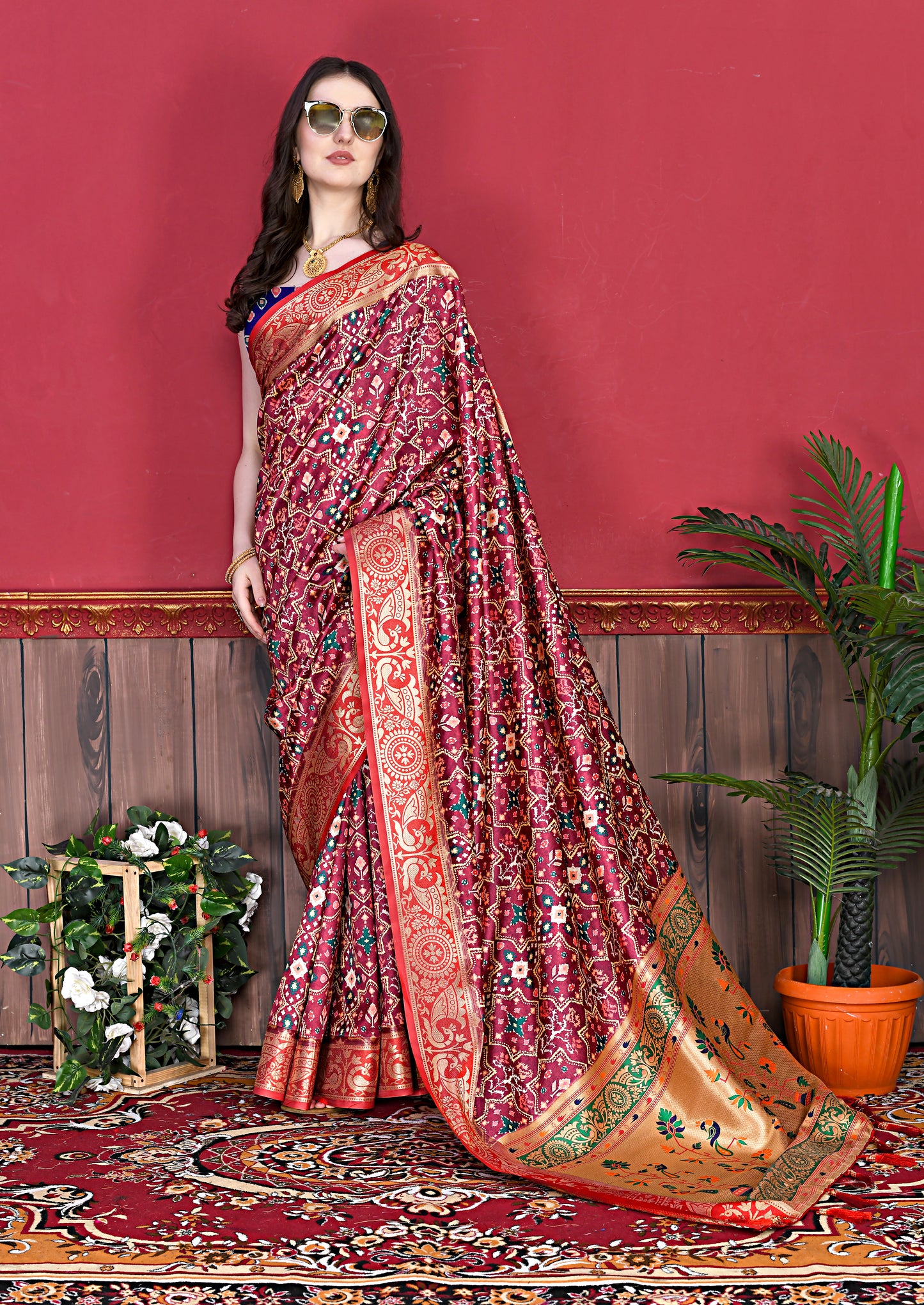 Soft Pethani silk saree with Patola Print all over the saree