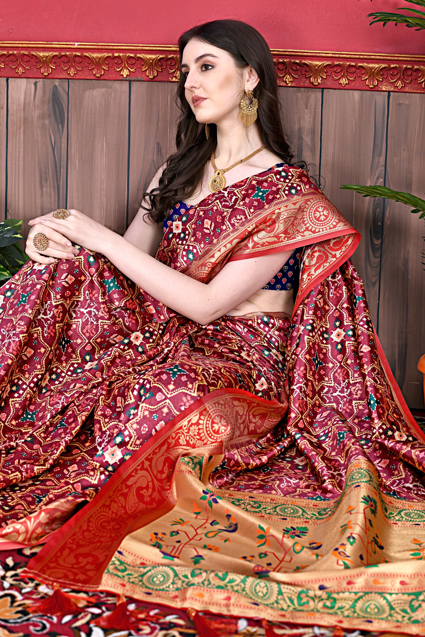 Soft Pethani silk saree with Patola Print all over the saree