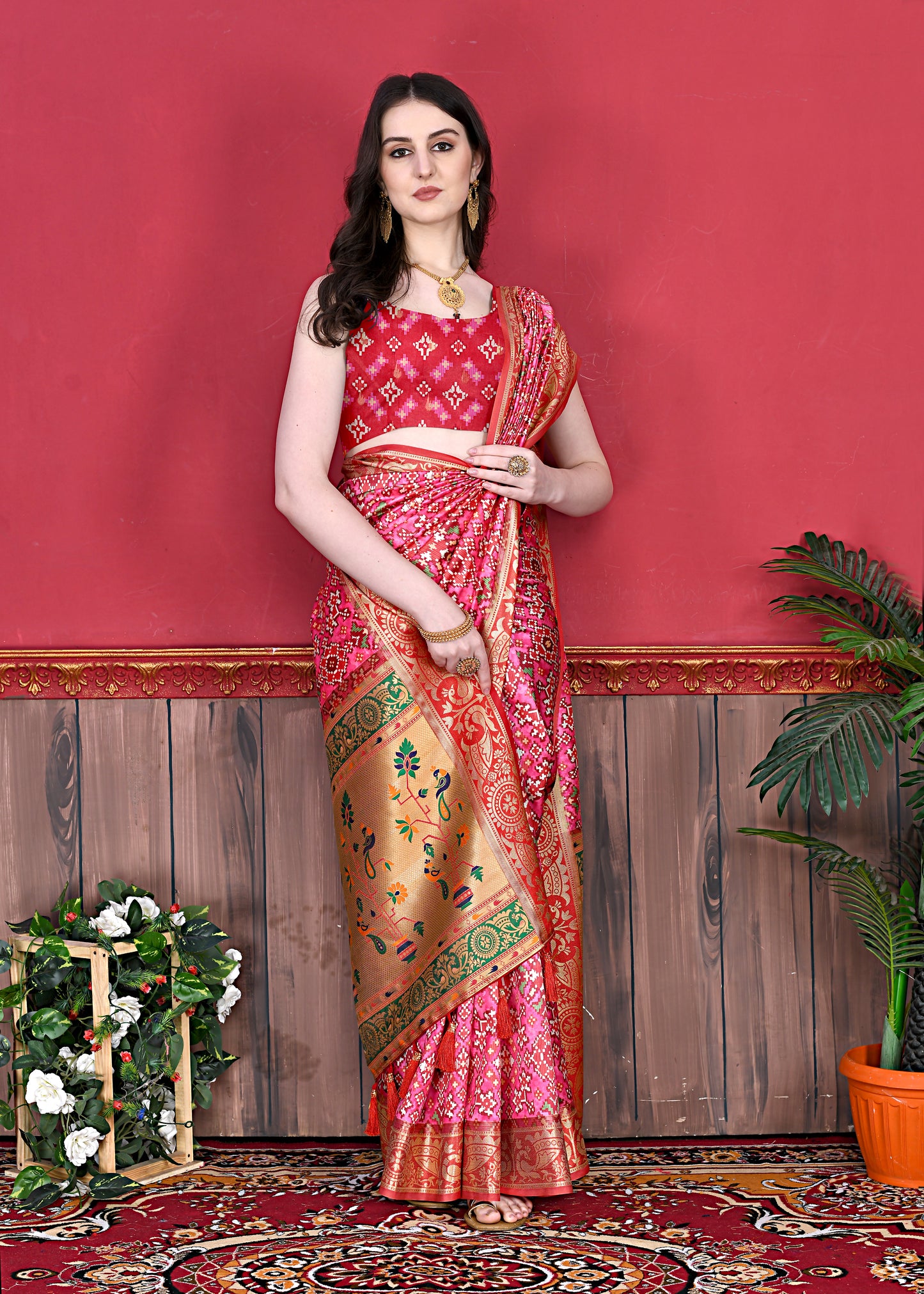 Soft Pethani silk saree with Patola Print all over the saree