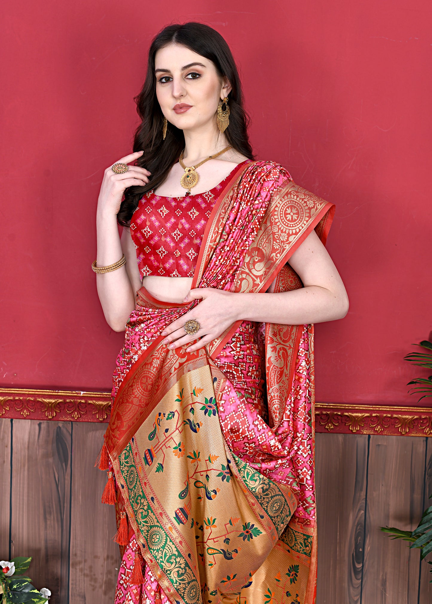 Soft Pethani silk saree with Patola Print all over the saree