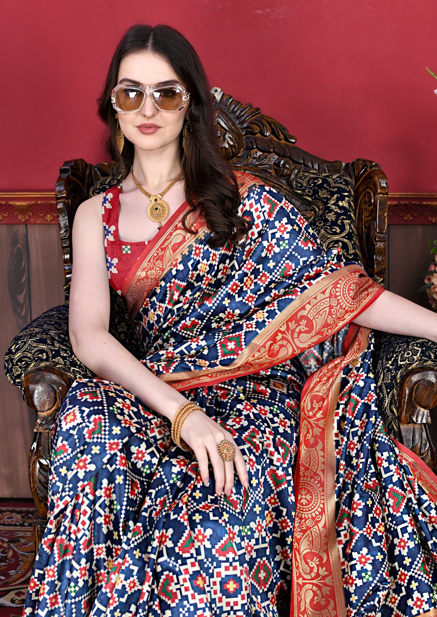 Soft Pethani silk saree with Patola Print all over the saree