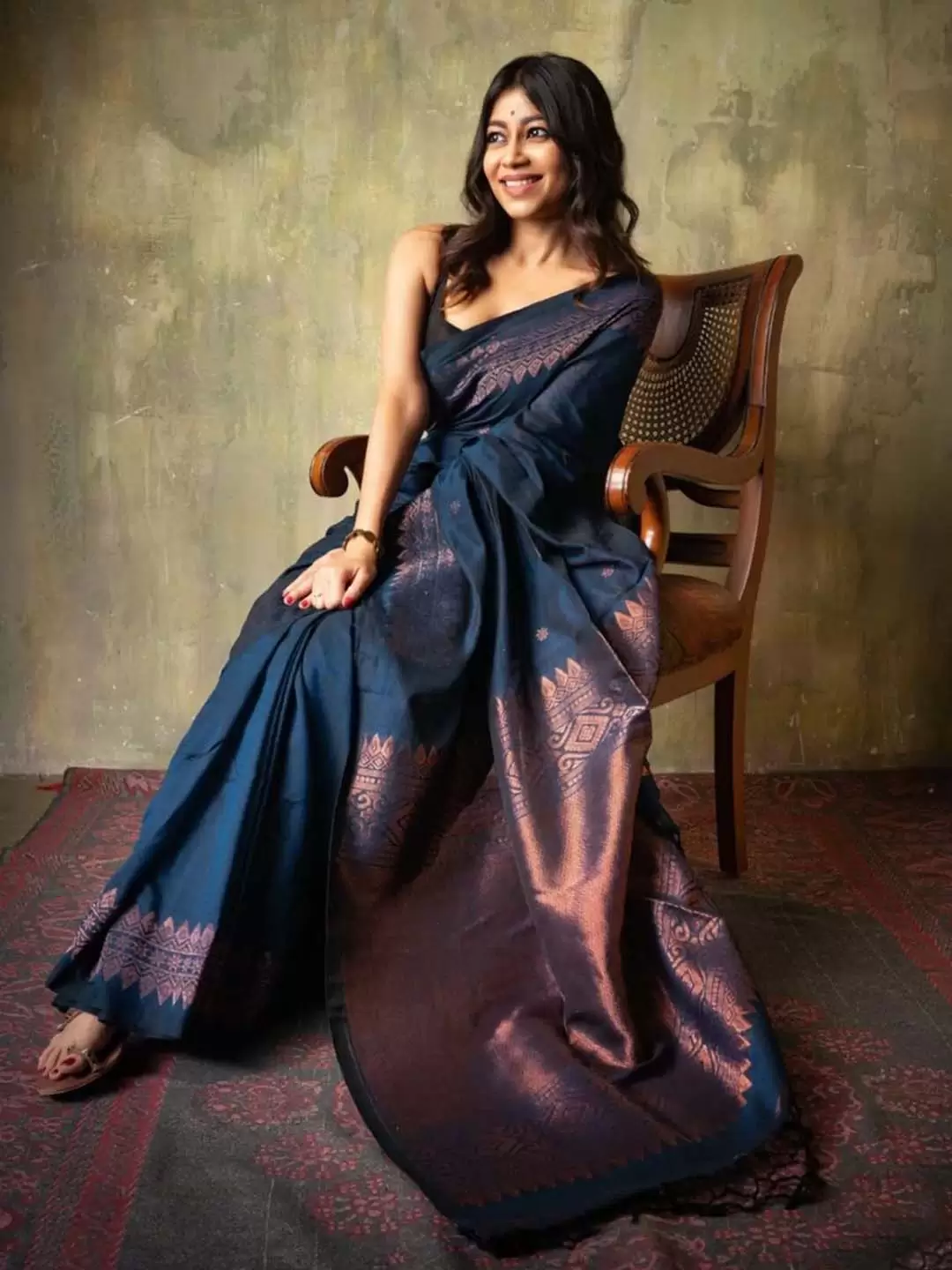 Rich Pallu and Jacquard Work Blue Saree