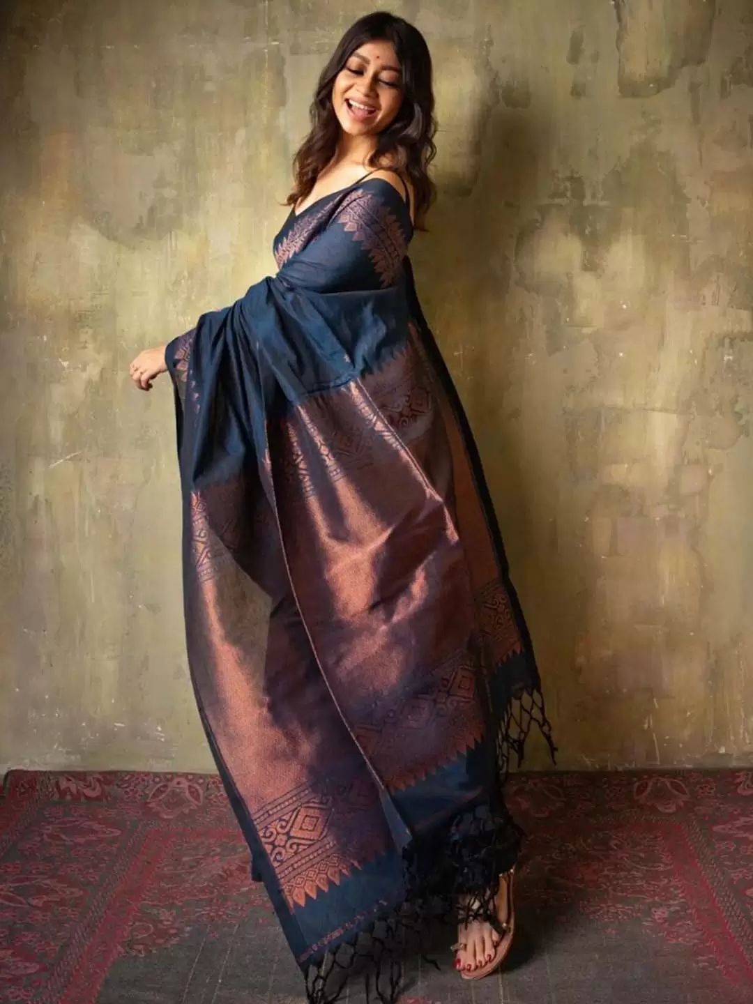 Rich Pallu and Jacquard Work Blue Saree