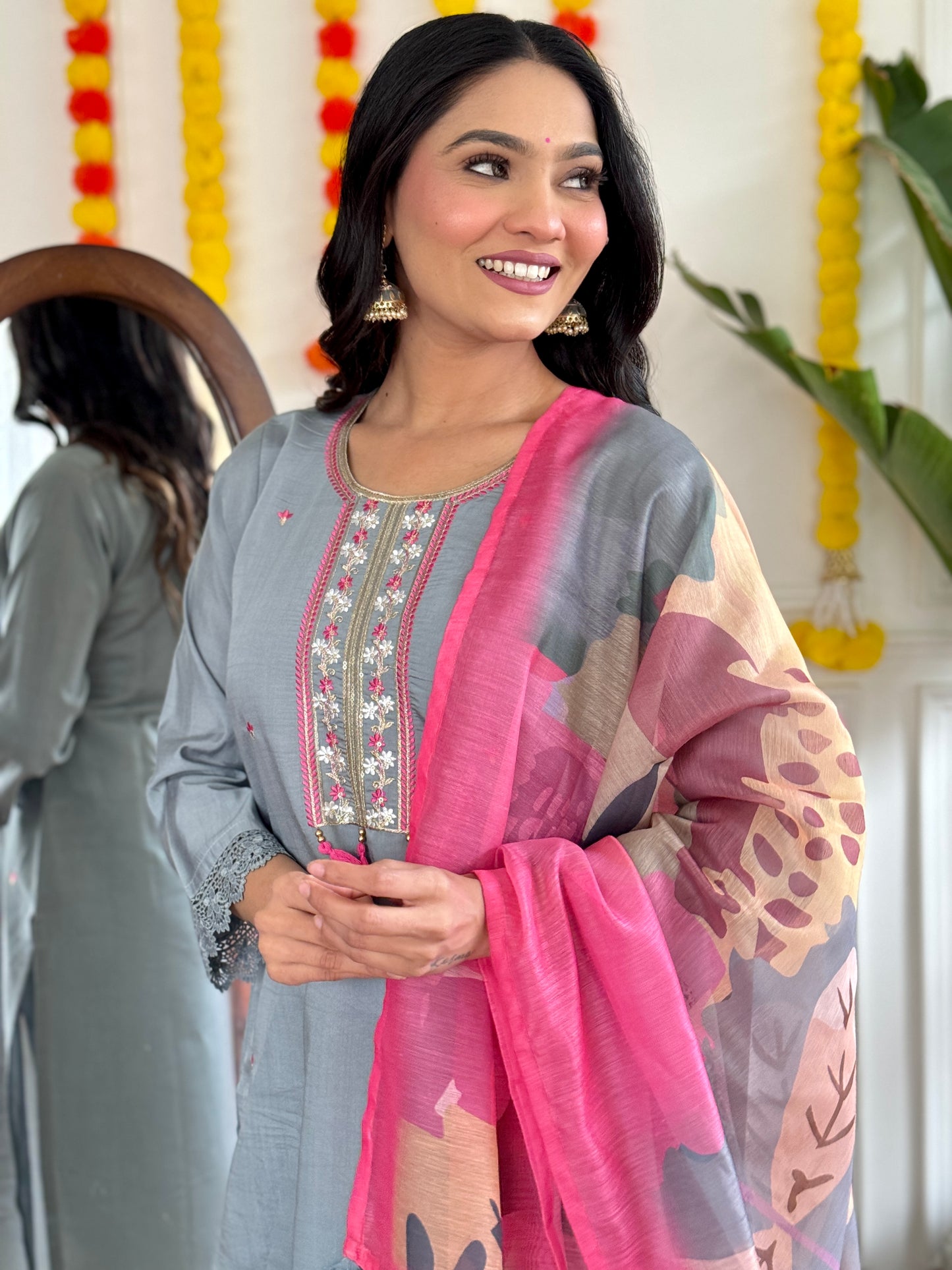 Viscose Chanderi Kurti Set