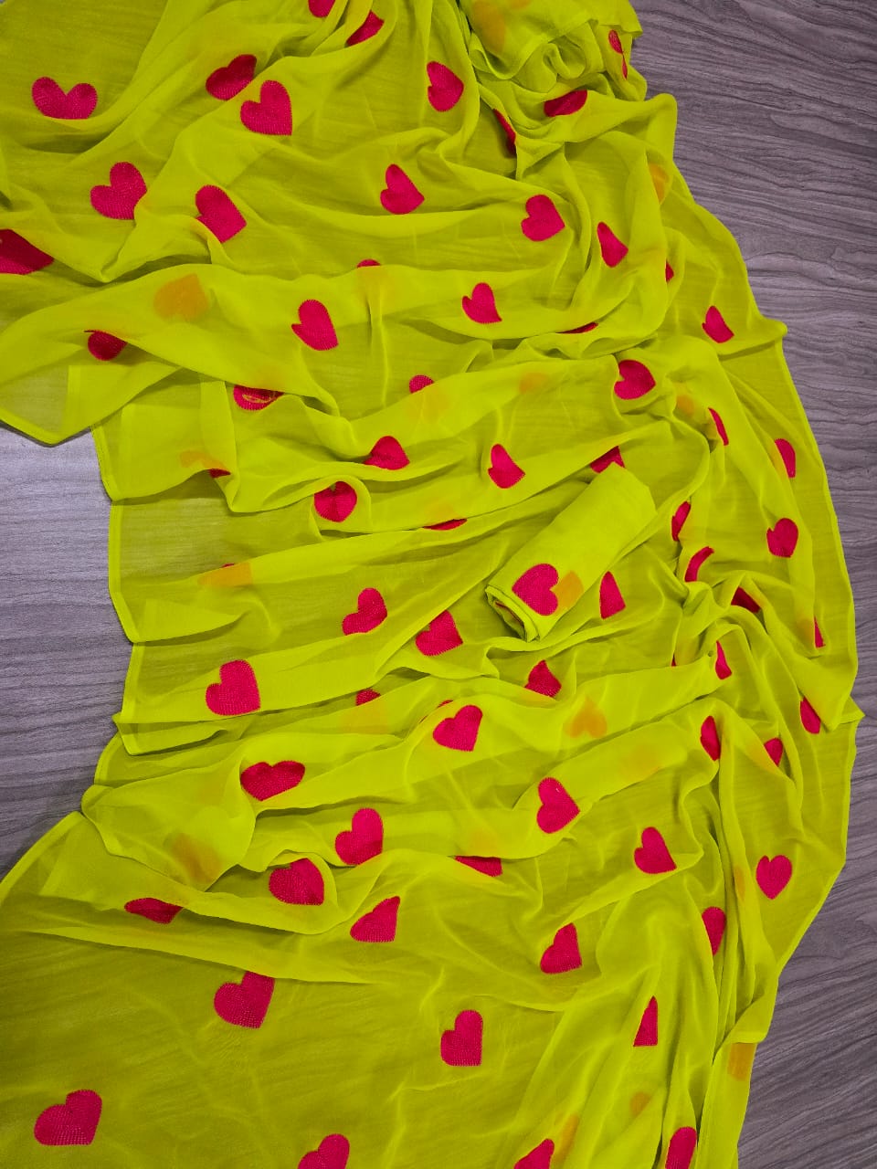 New Fancy Embroidery Work Georgette Green Saree With Blouse Piece
