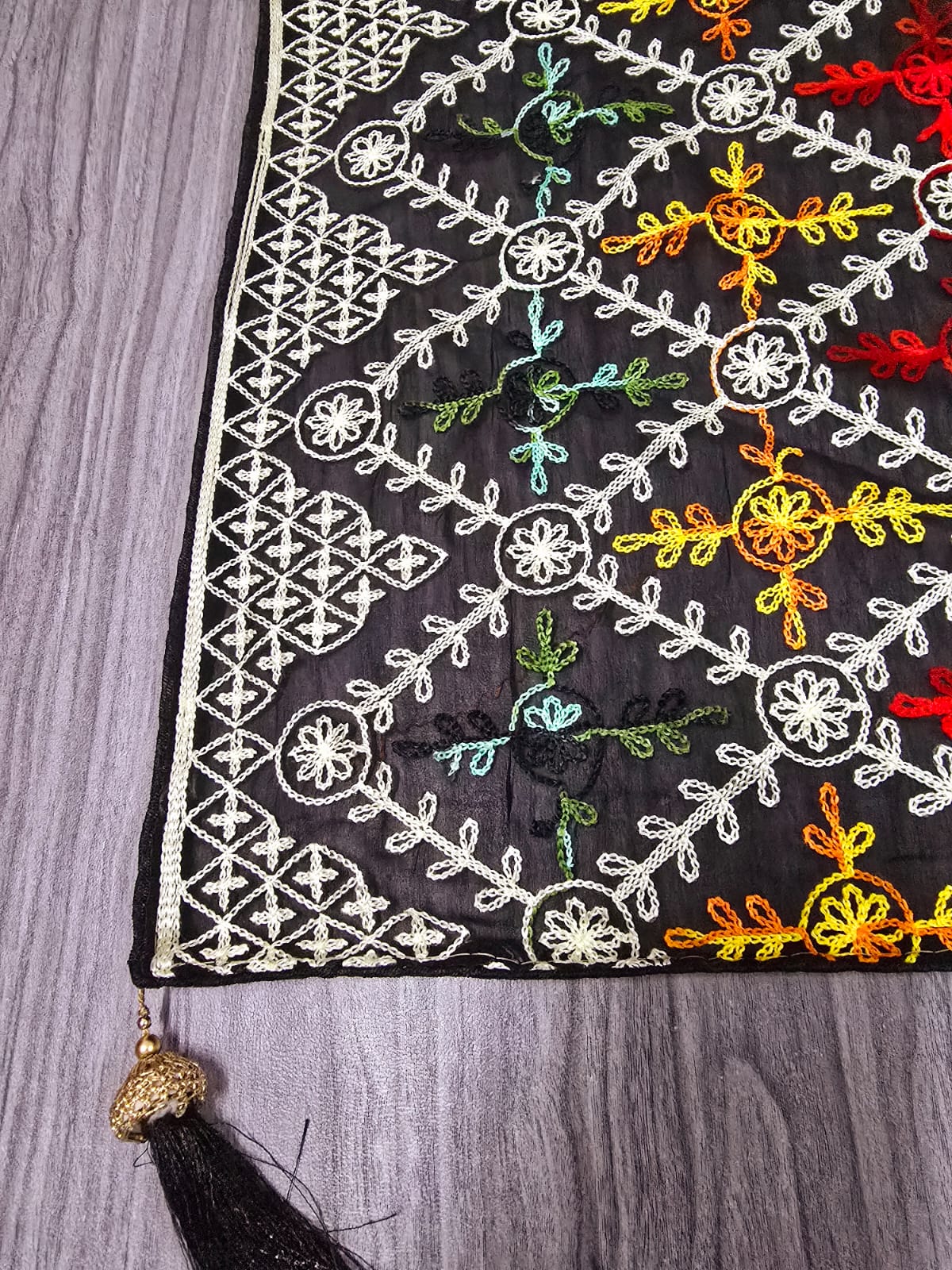 New Fancy Georgette Black Square Embroidery Dupatta