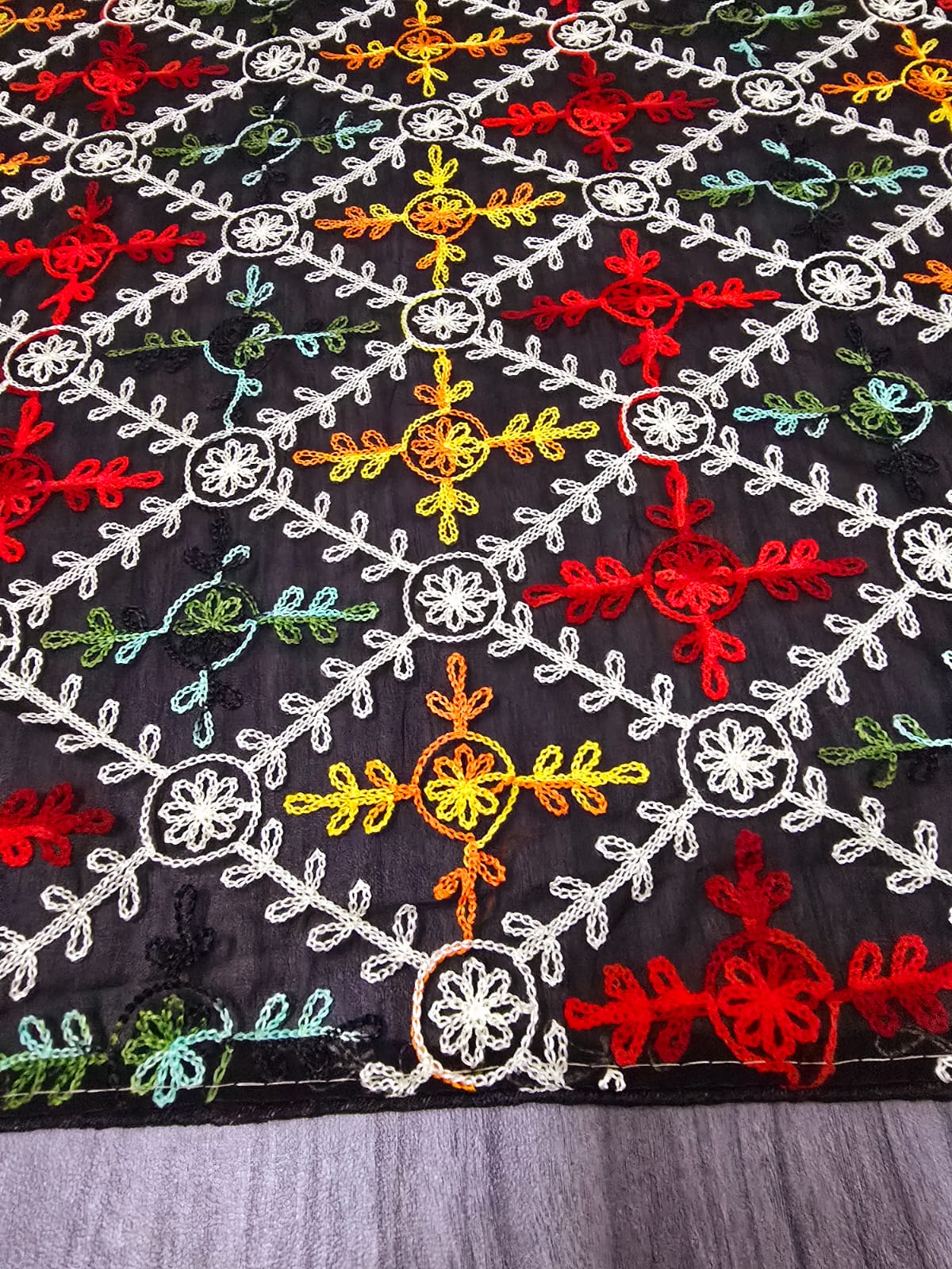 New Fancy Georgette Black Square Embroidery Dupatta