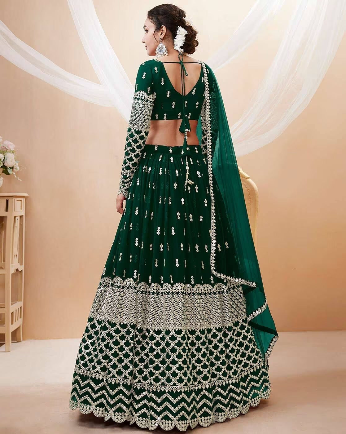 Wedding Season Special Green Nova Lehenga Choli Set