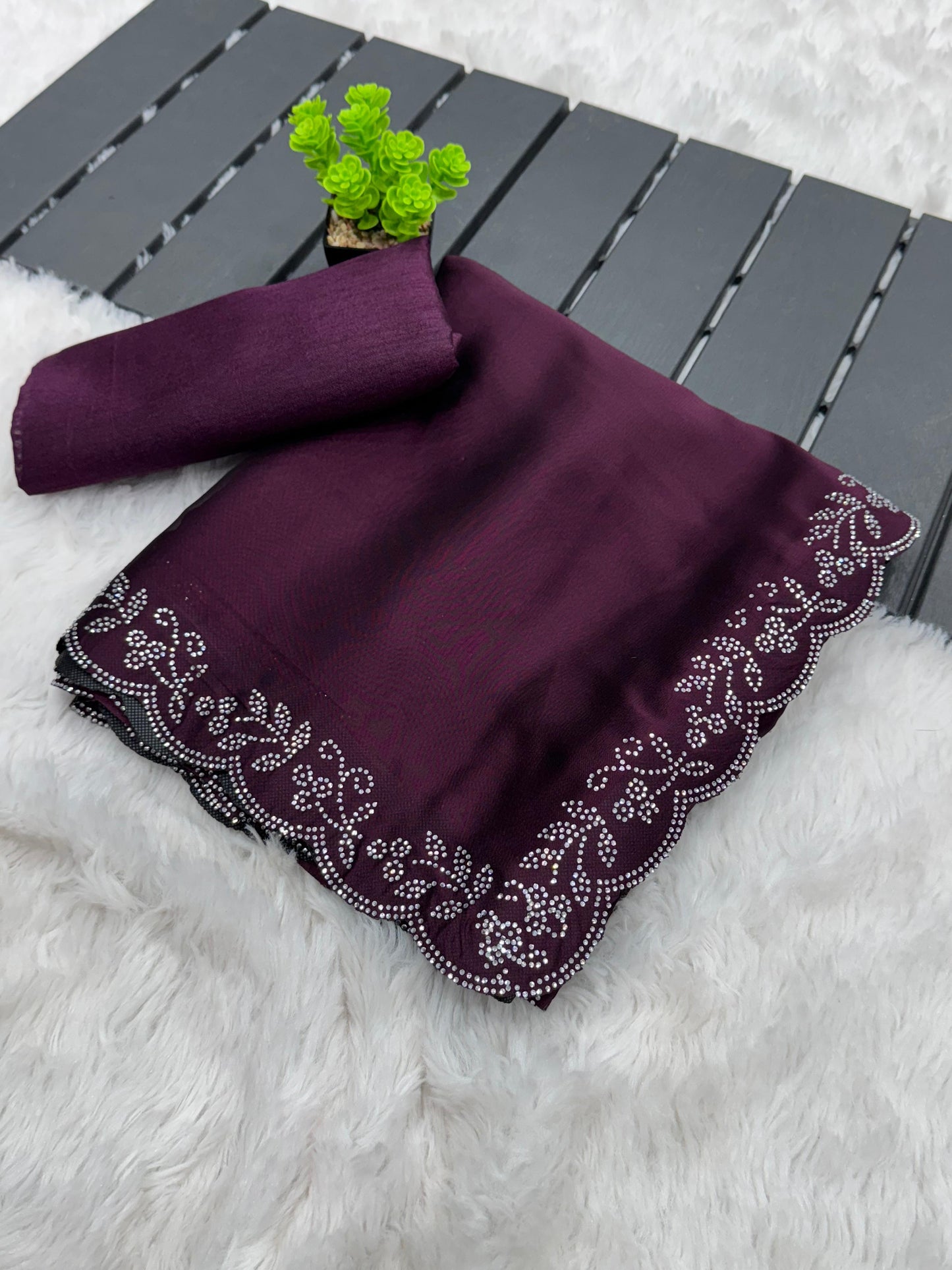 Queen Purple Saree with Diamond work