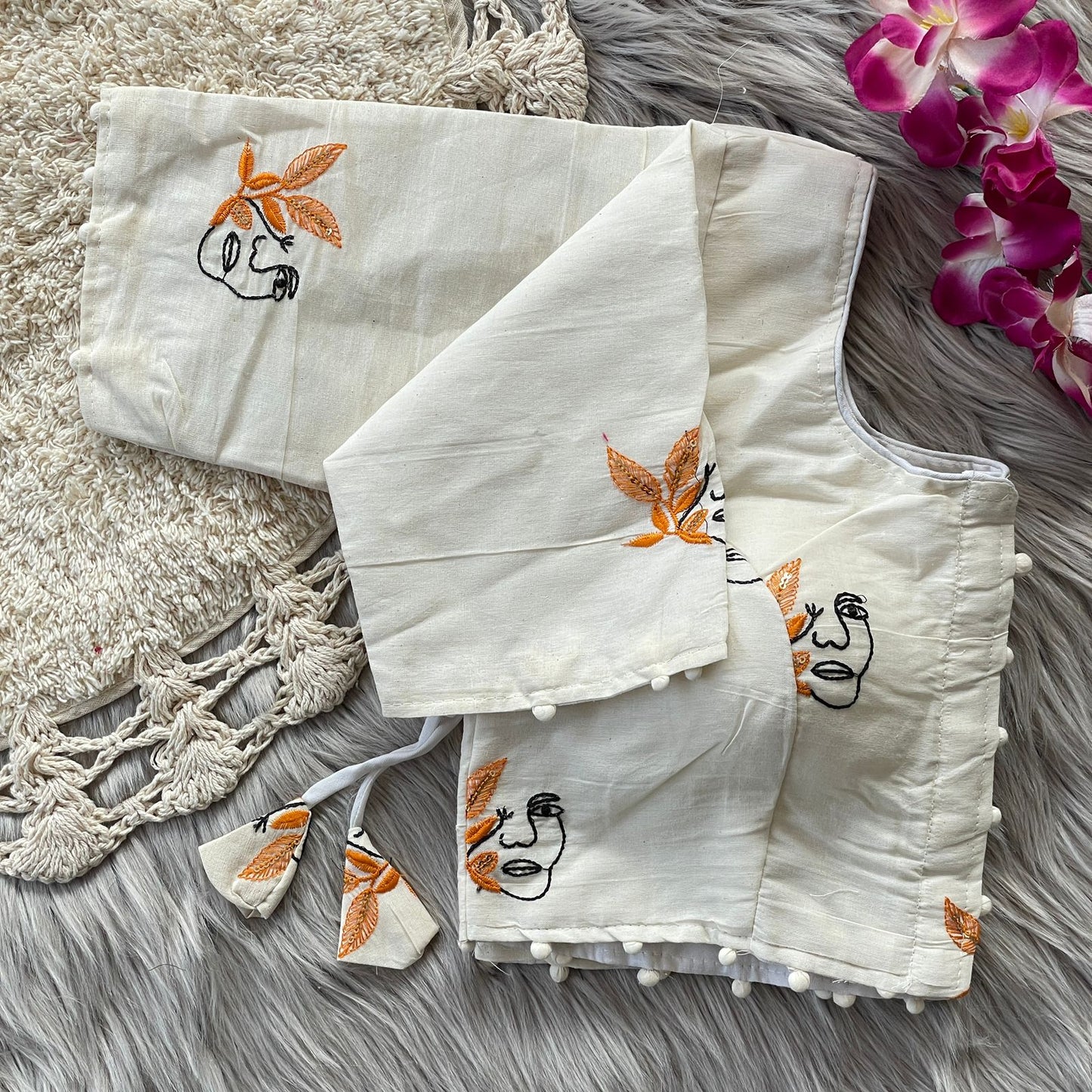 Pure Khadi Handwork Blouse