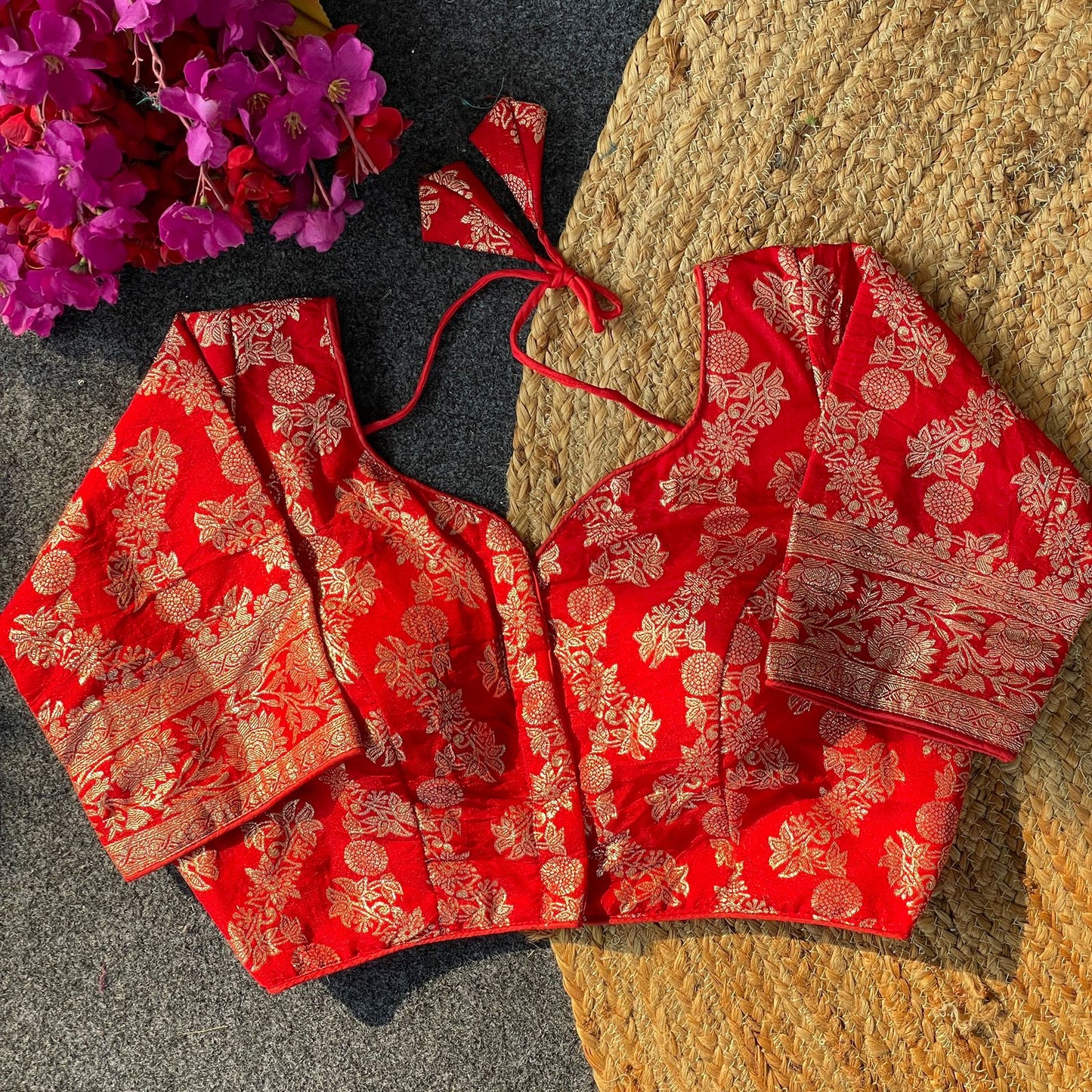 Pure Dola Red Silk Blouse