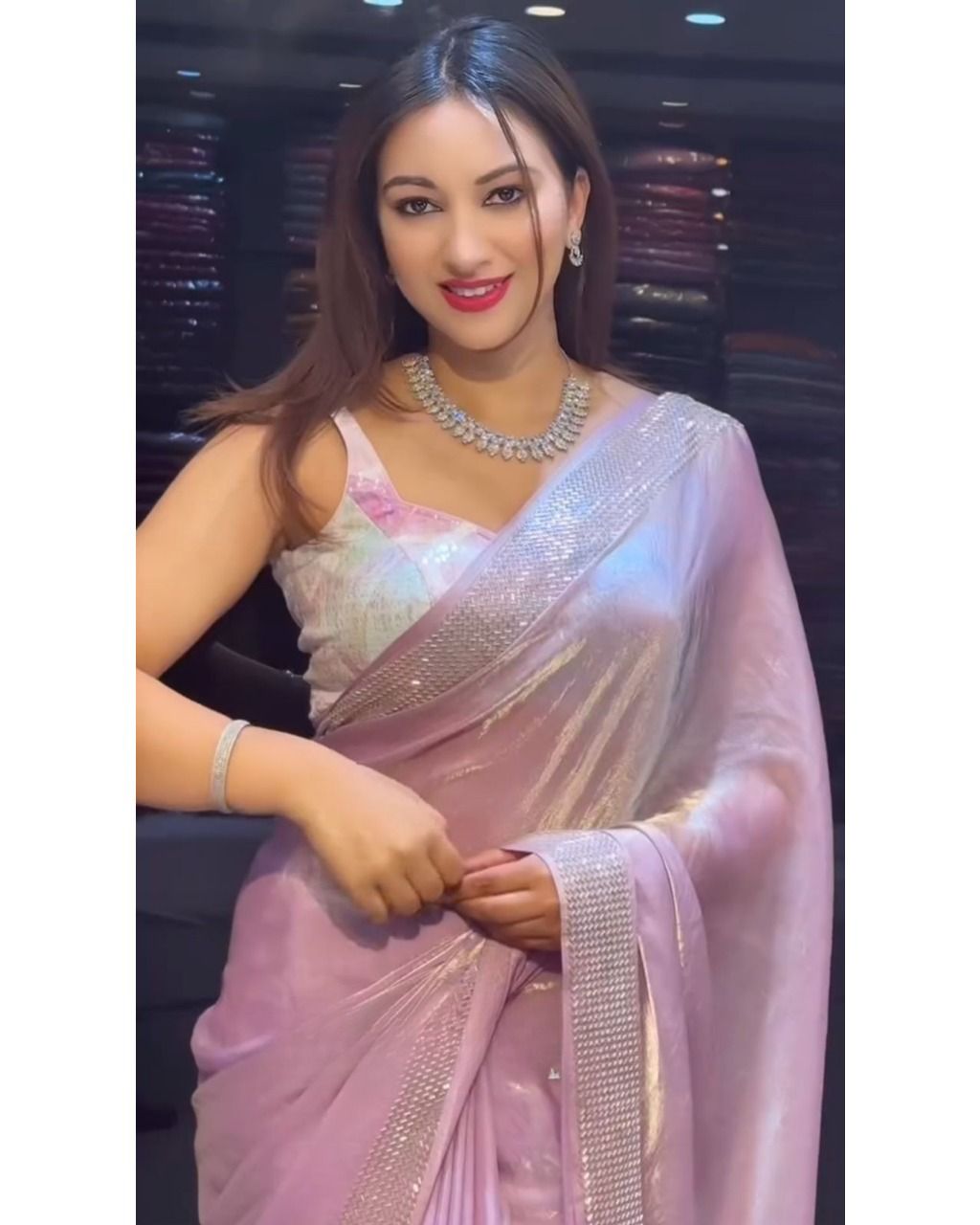Hand Beads Work Saree