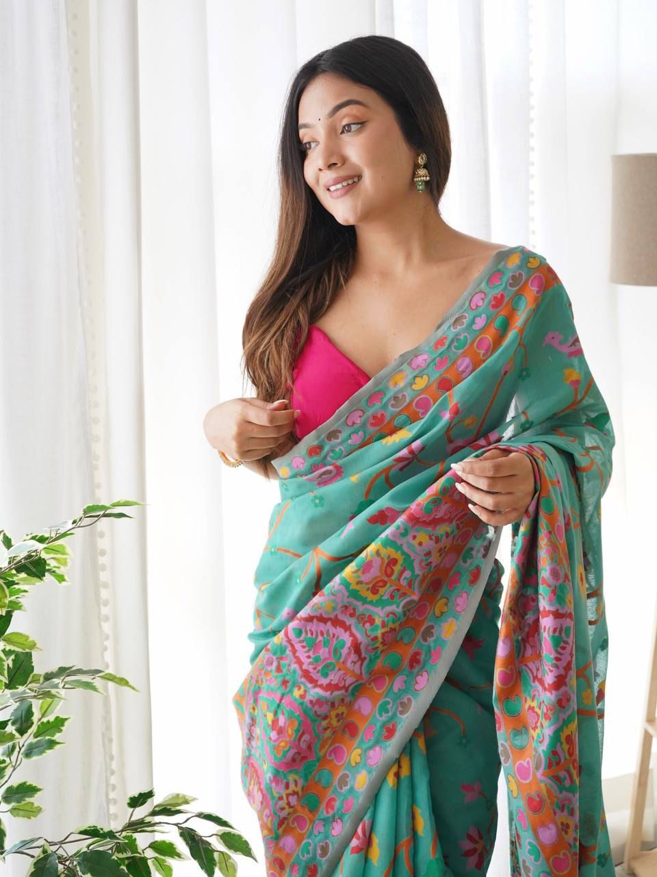 KASHMIRI PASMINA KACHI WORK SAREE