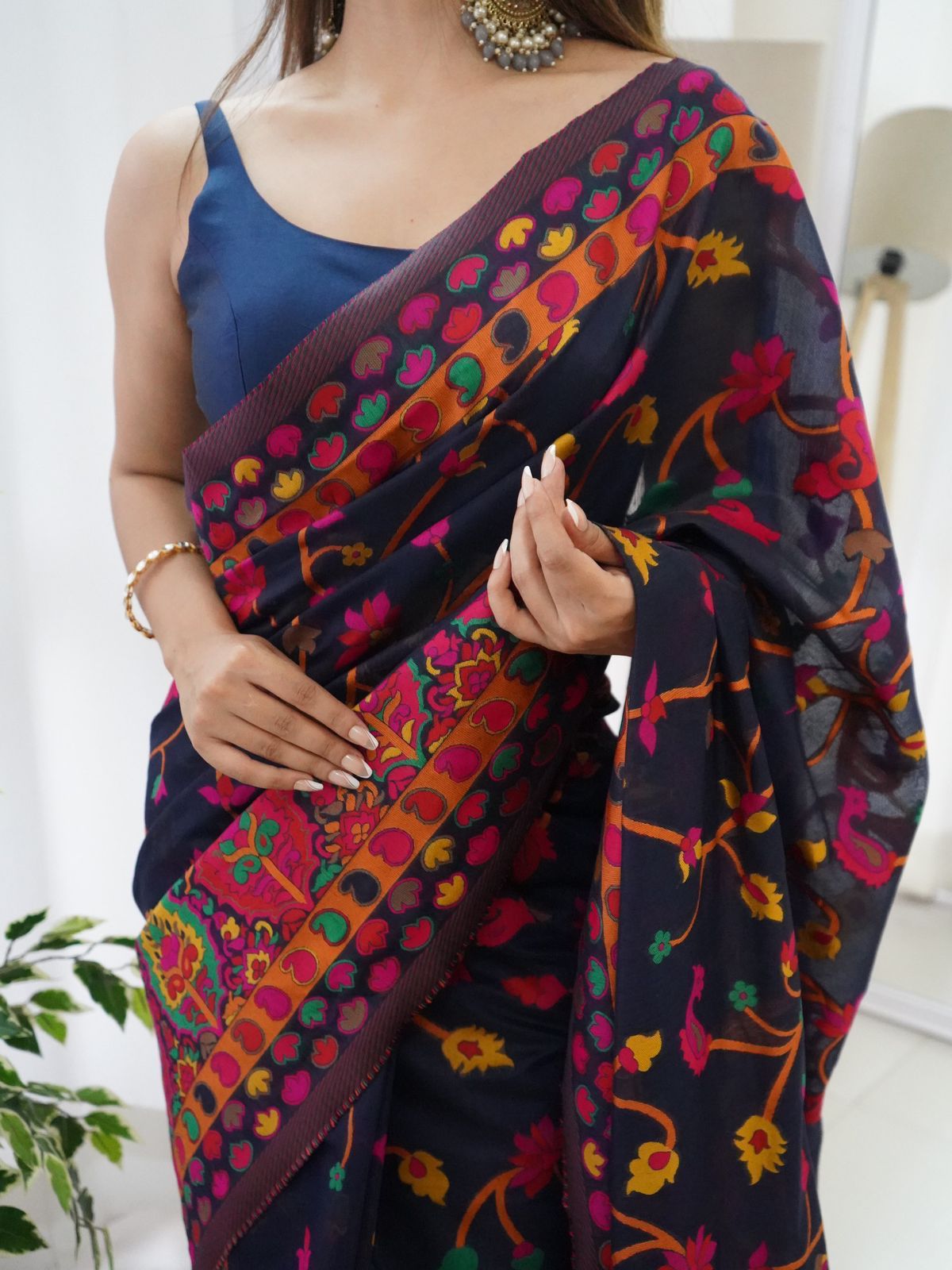 KASHMIRI PASMINA KACHI WORK SAREE