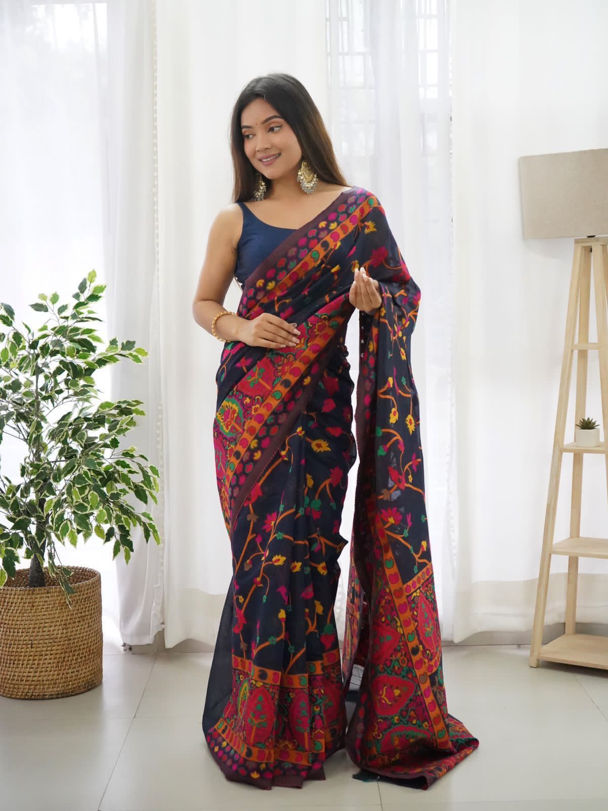 KASHMIRI PASMINA KACHI WORK SAREE