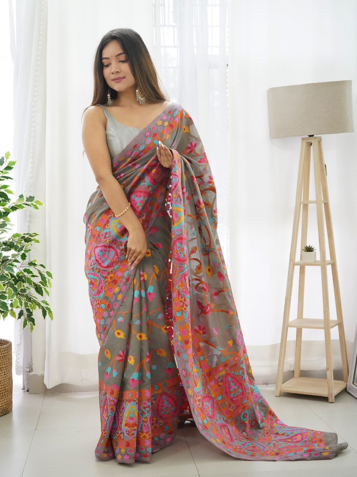 KASHMIRI PASMINA KACHI WORK SAREE
