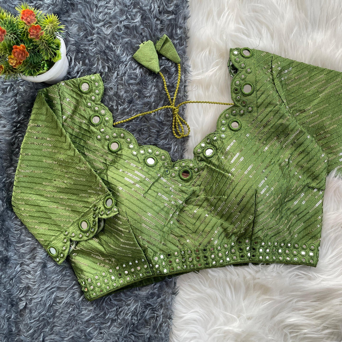 Traditional Wedding Style Light Green Blouse