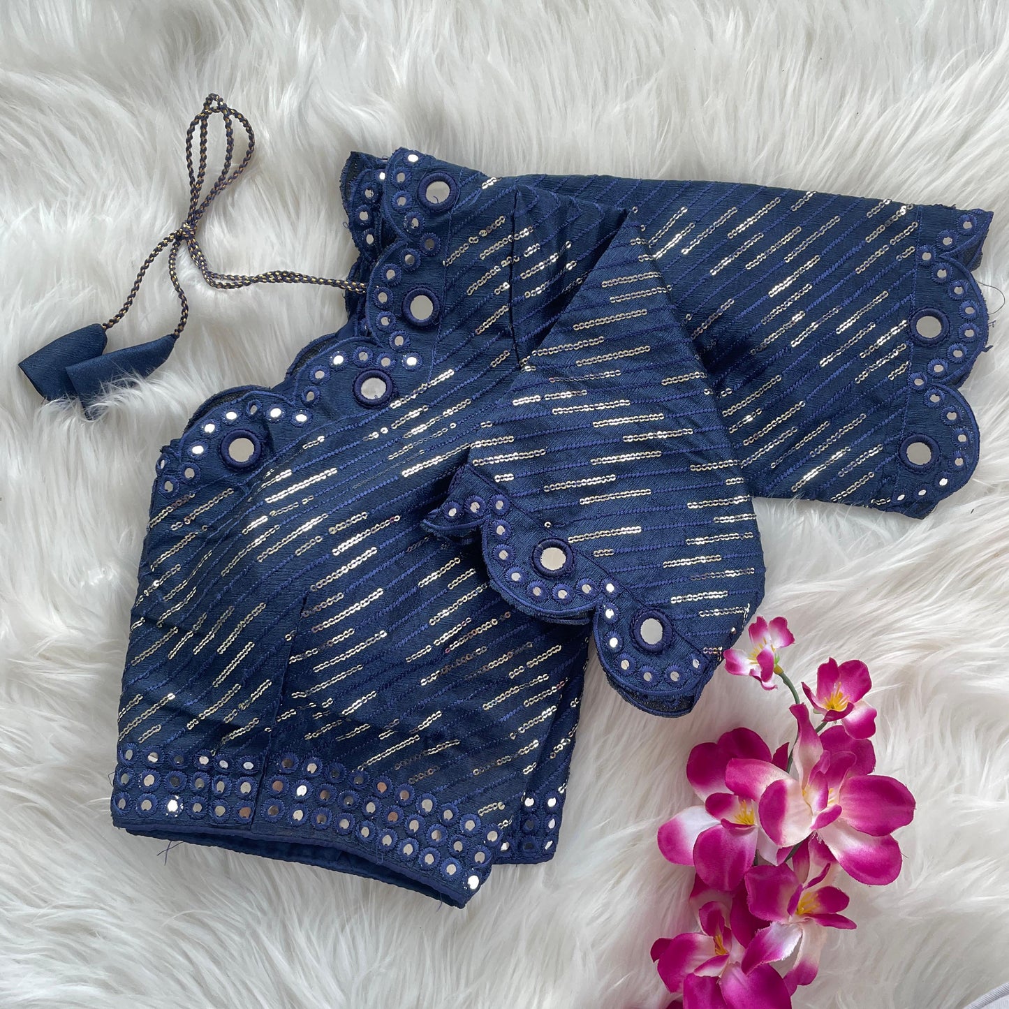 Traditional Wedding Style Navy Blue Blouse