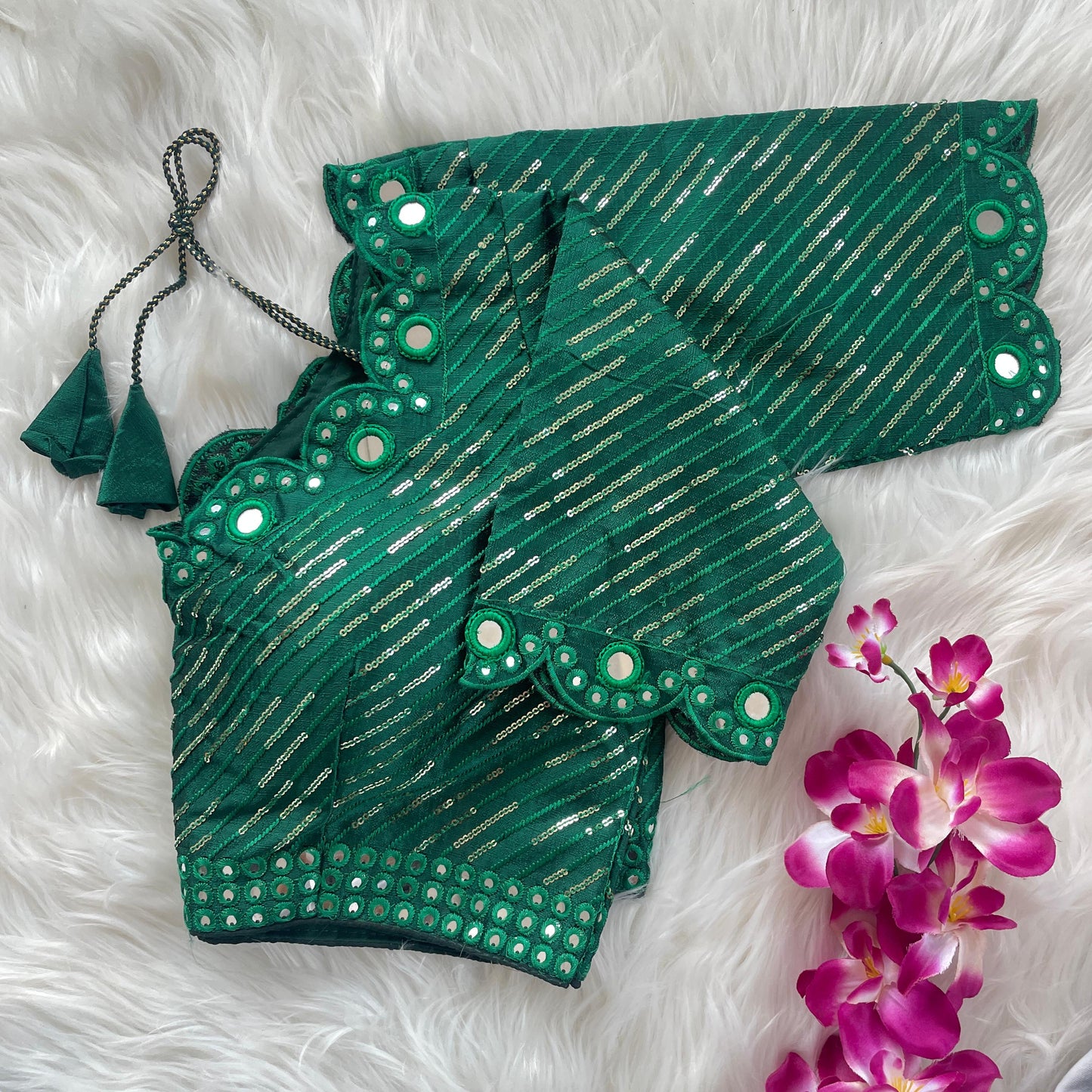 Traditional Wedding Style Green Blouse