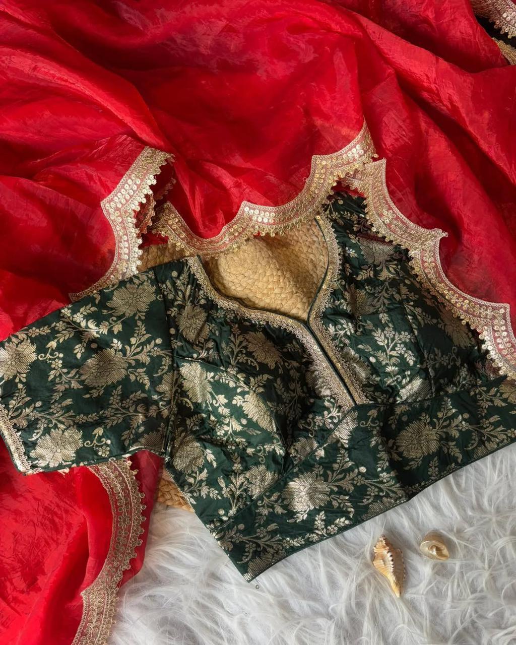 Weds Special Red Crush Tissue Soft Saree