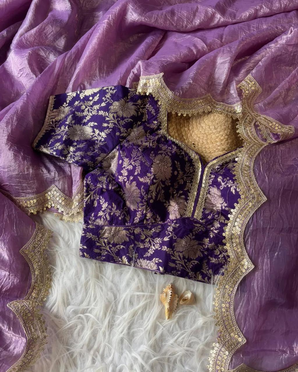 Weds Special Purple Crush Tissue Soft Saree