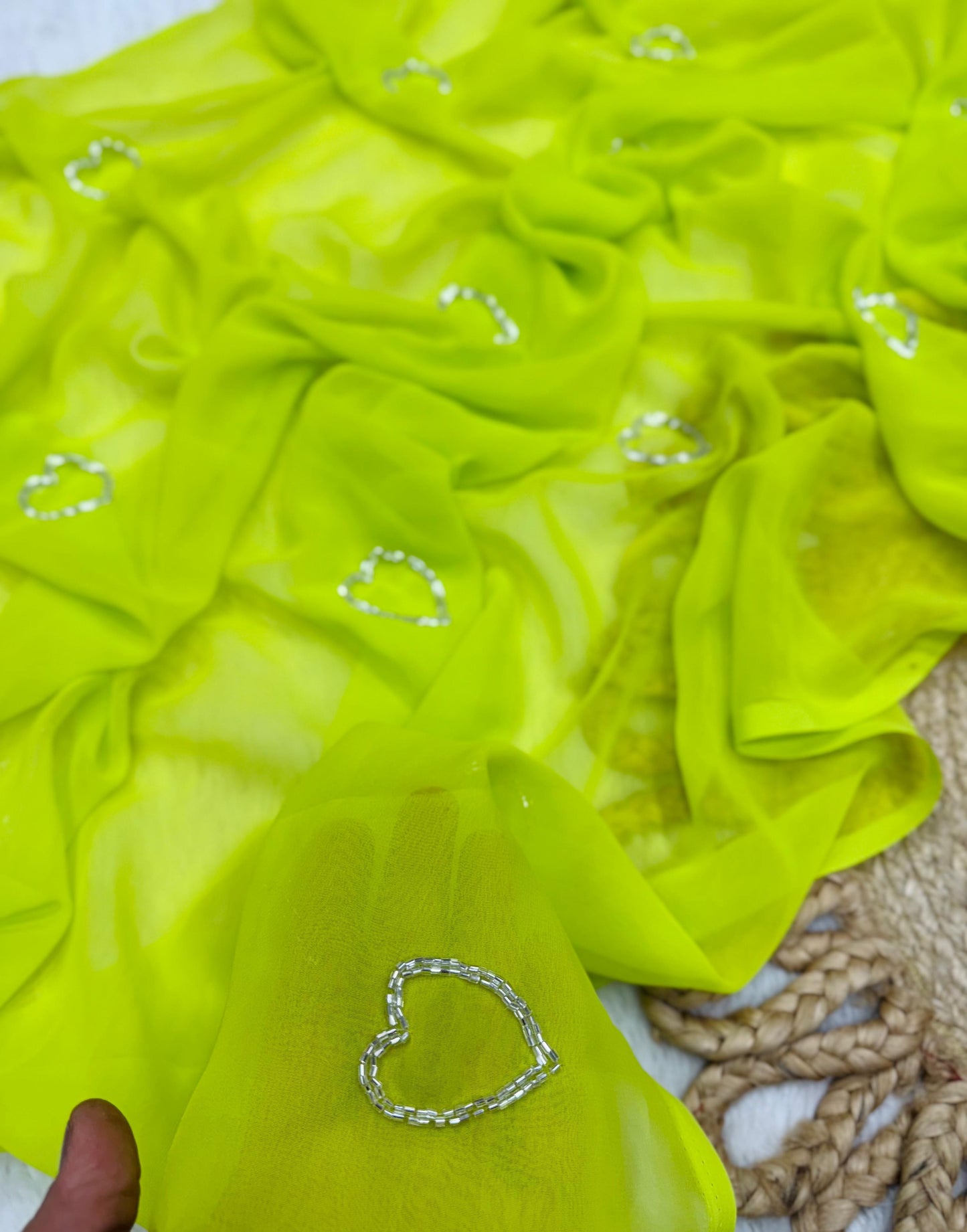 Hand Work Kumud Beads Loving Heart Saree