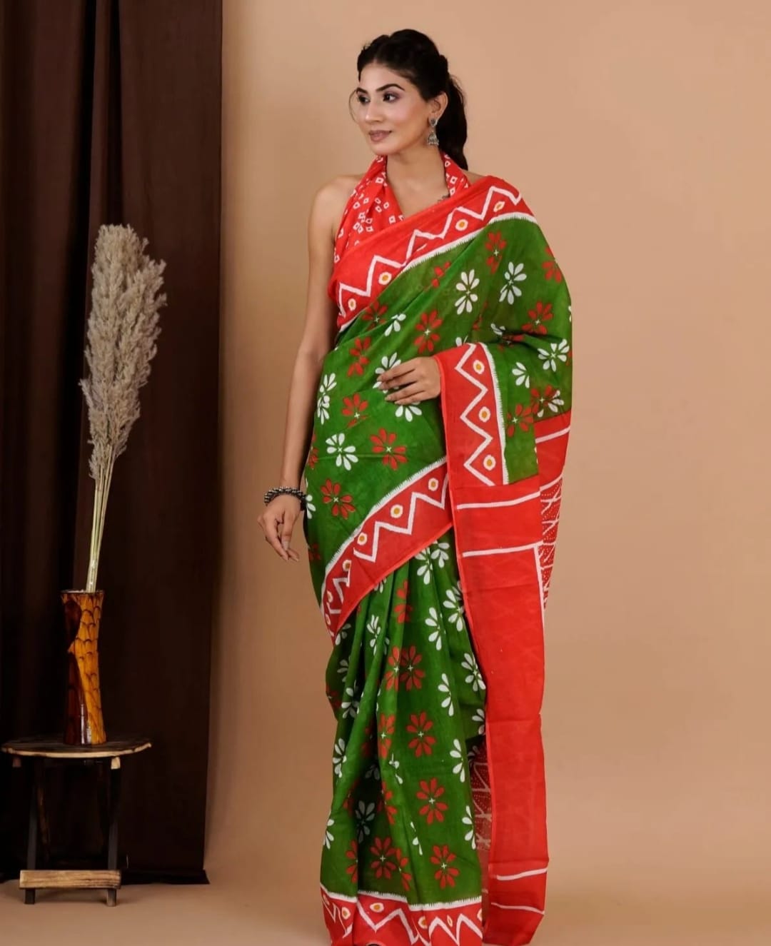 Chanderi Cotton Digital Floral printed Saree
