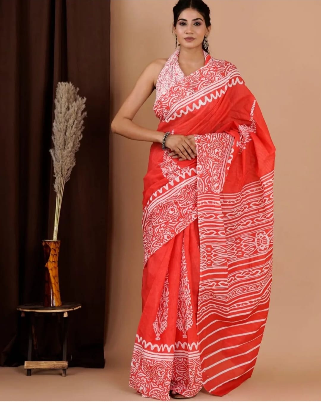 Chanderi Cotton Digital Floral printed Saree