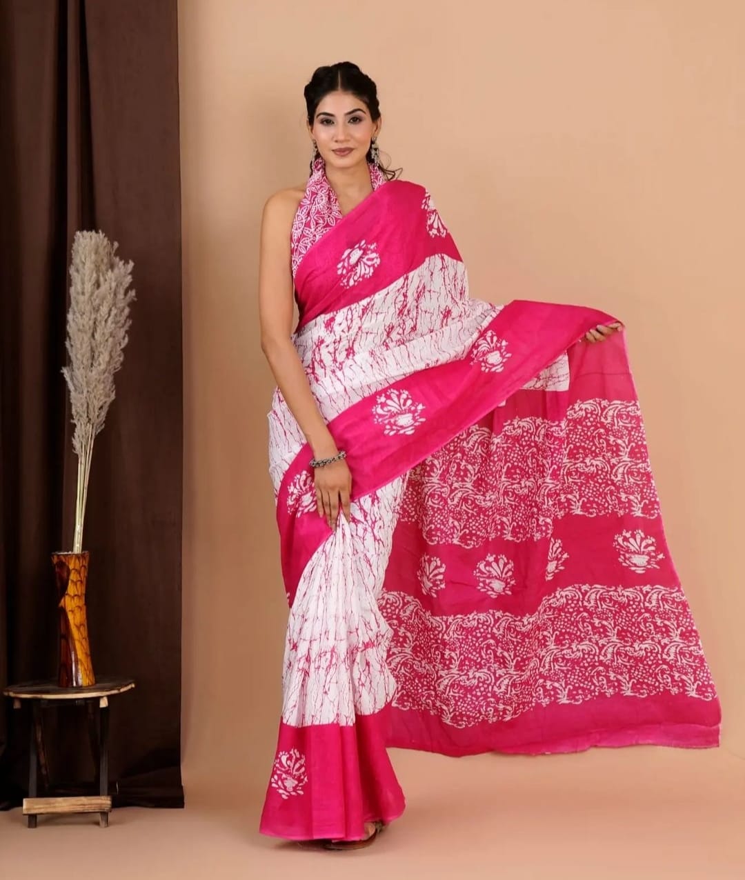 Chanderi Cotton Digital Floral printed Saree