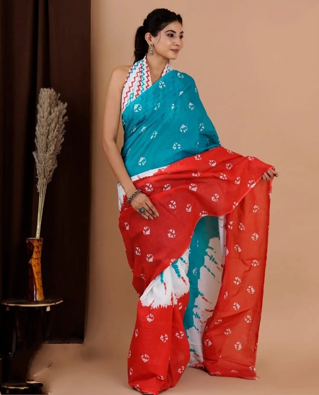 Chanderi Cotton Digital Floral printed Saree