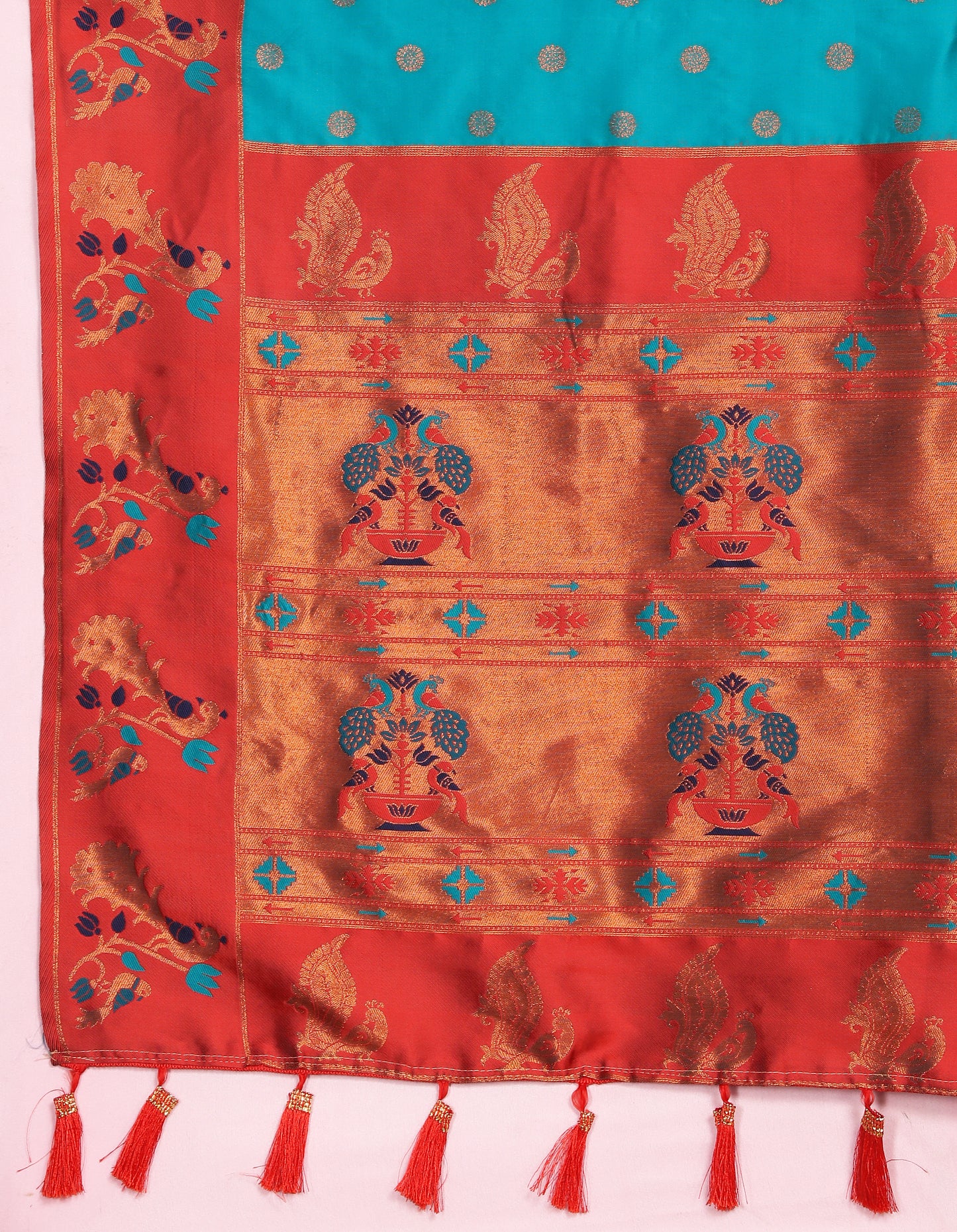 Banarasi Soft Silk Red And Rama Saree